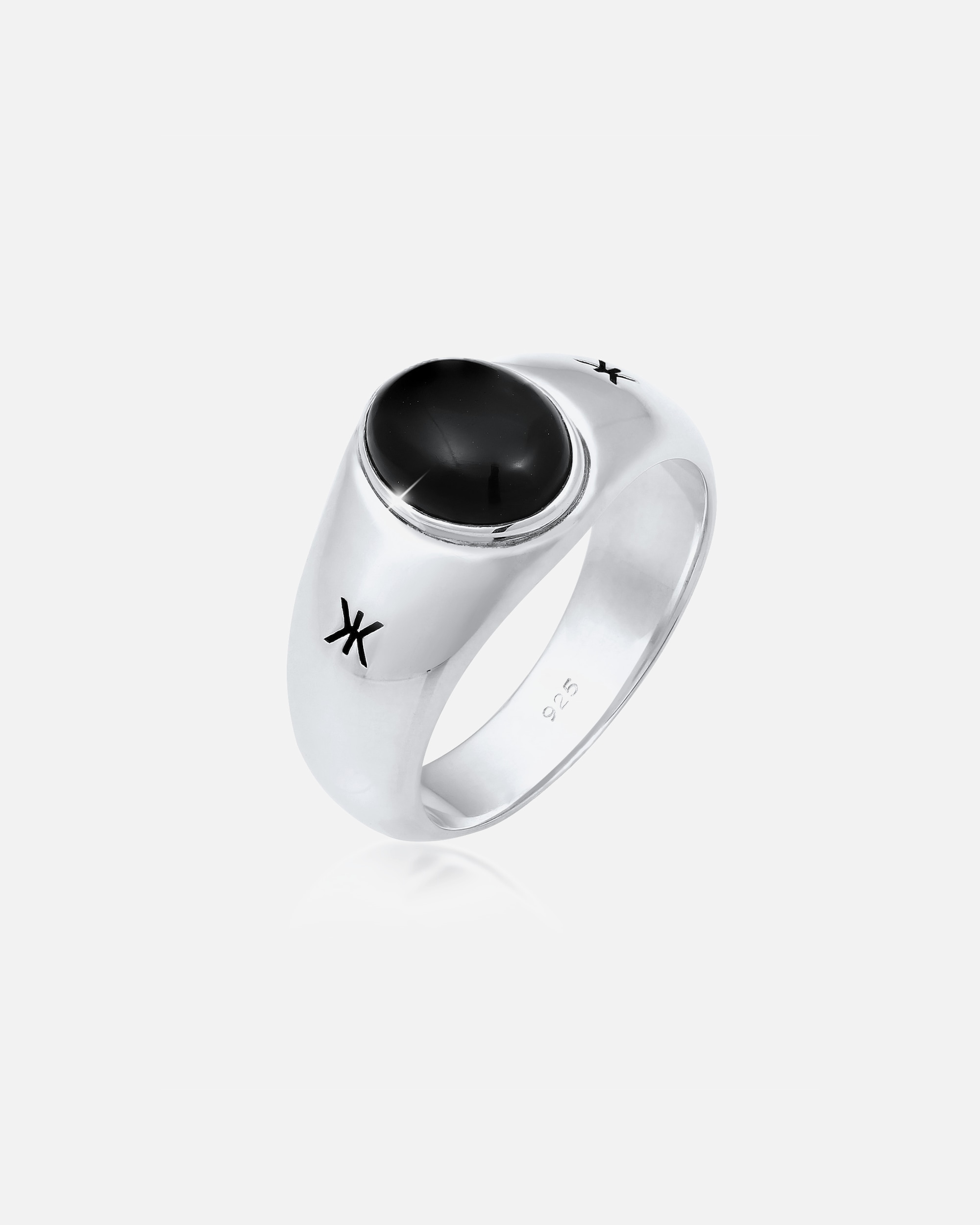 Ring für Männlich KUZZOI Herren Siegelring Onyx Oval Basic 925 Silber 66