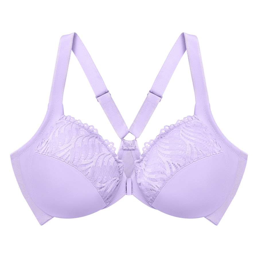 GLAMORISE WonderWire-Vorderverschluss-BH mit T-Rücken - Sanftes Lila 105C Damen