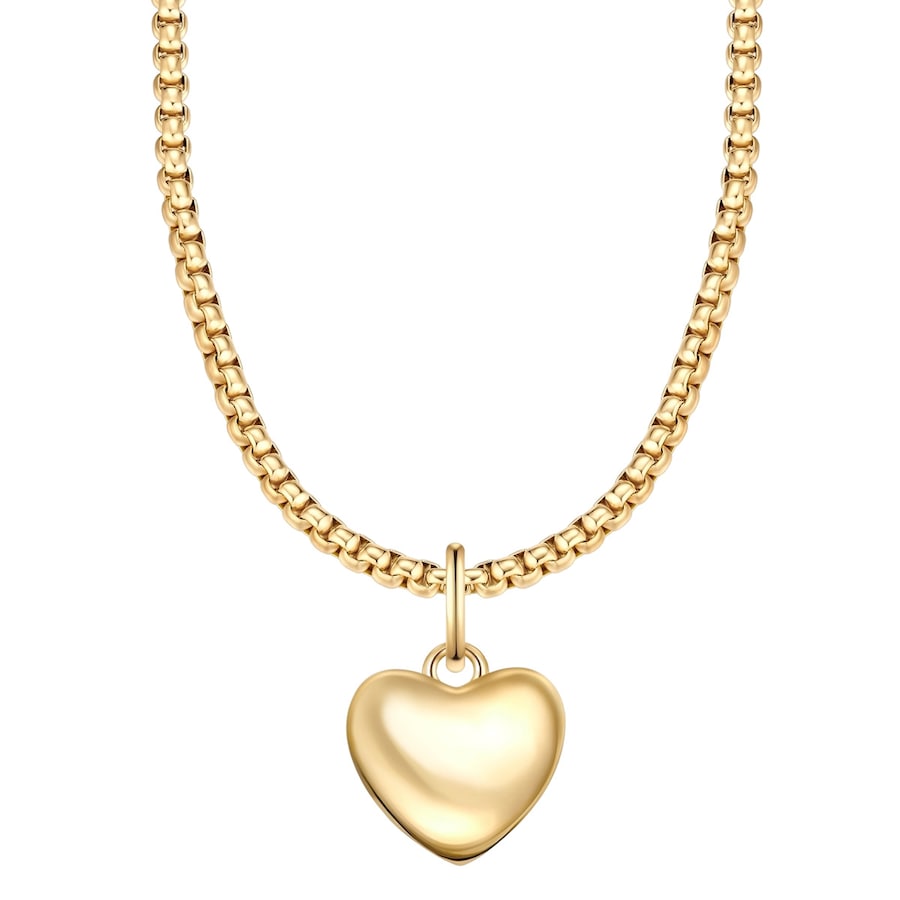Yokoamii Halskette Herz aus Messing in gelbgold 40,0 cm Basiskette + 5,0 Verlängerung Damen