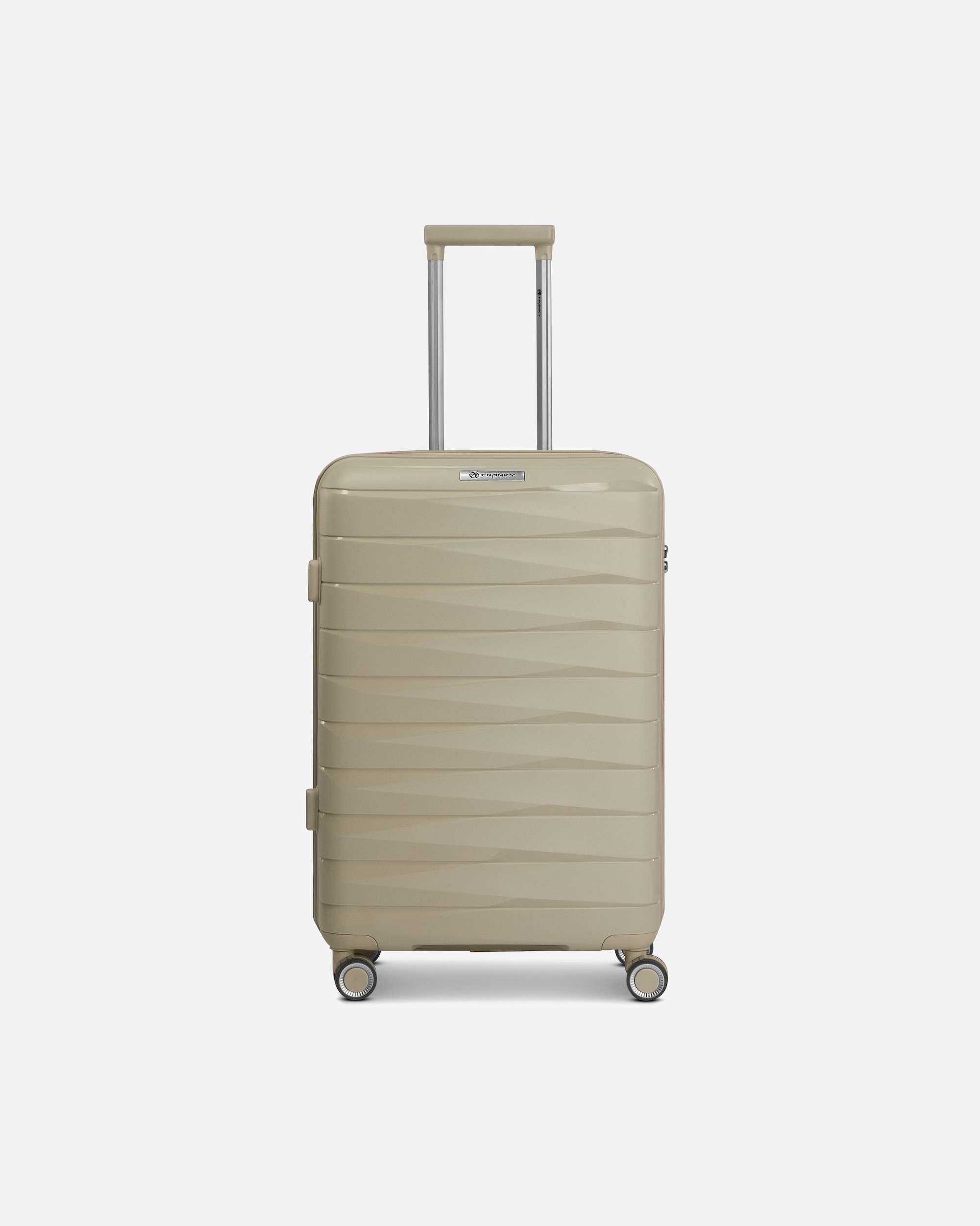 Koffer für Männlich Franky London 4 Rollen Trolley M 65 cm mit Dehnfalte beige
