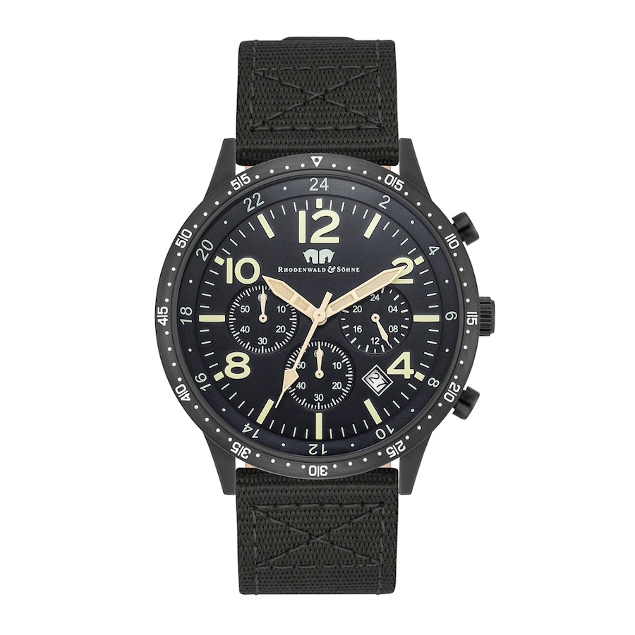 Rhodenwald & Söhne Chronograph Flight Captain in Silber Nylon Grün 43,8 mm Herren