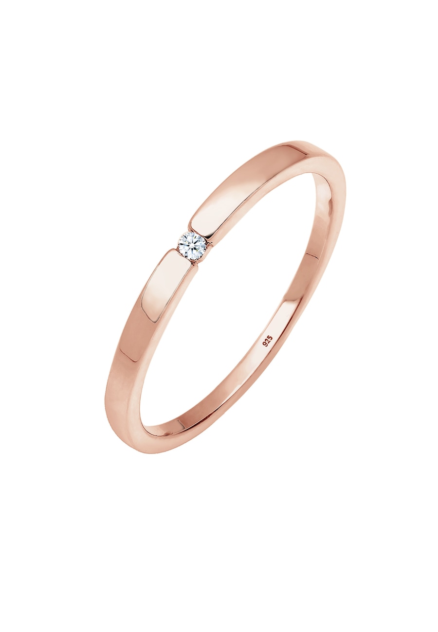 Elli DIAMONDS Verlobungsring Klassiker Diamant (0.015 ct.) 925 Sterling Silber 52 Damen