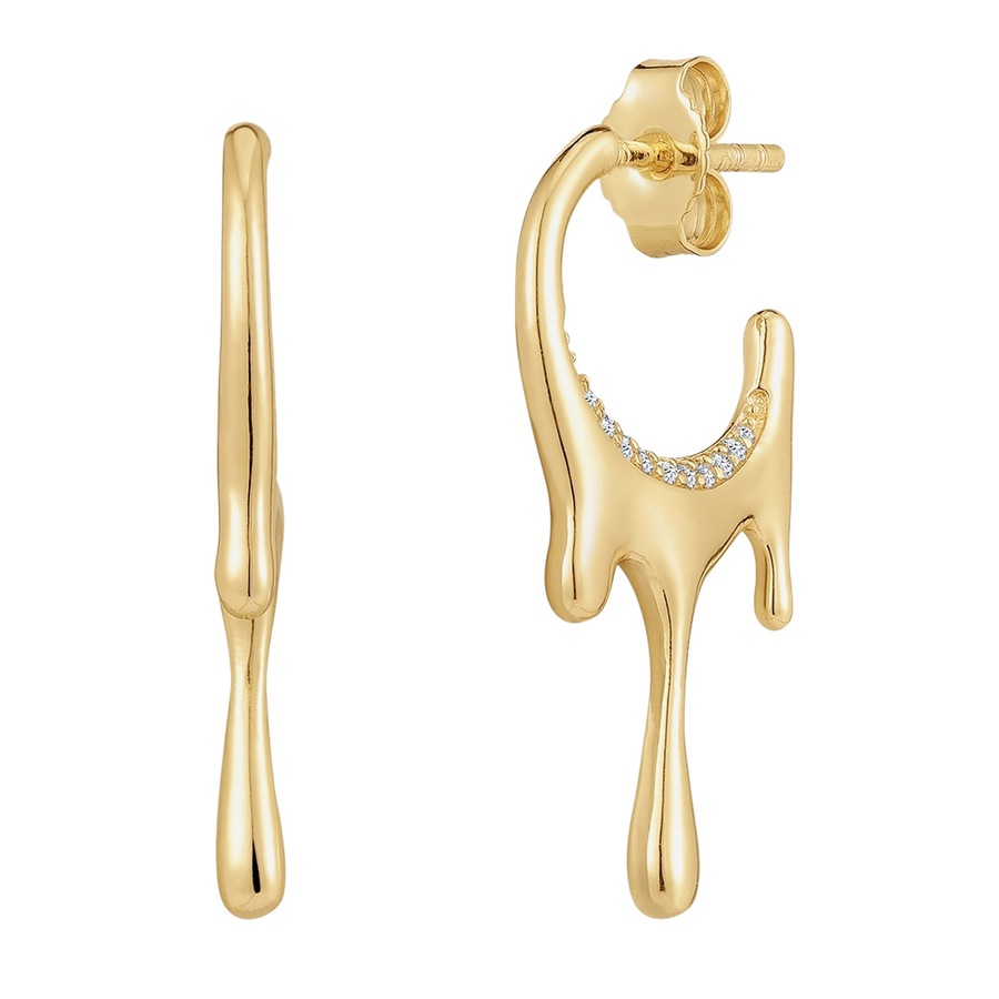 Glanzstücke München Ohrstecker Sterling Silber in Gelbgold mit Zirkonia 27,4 mm Damen