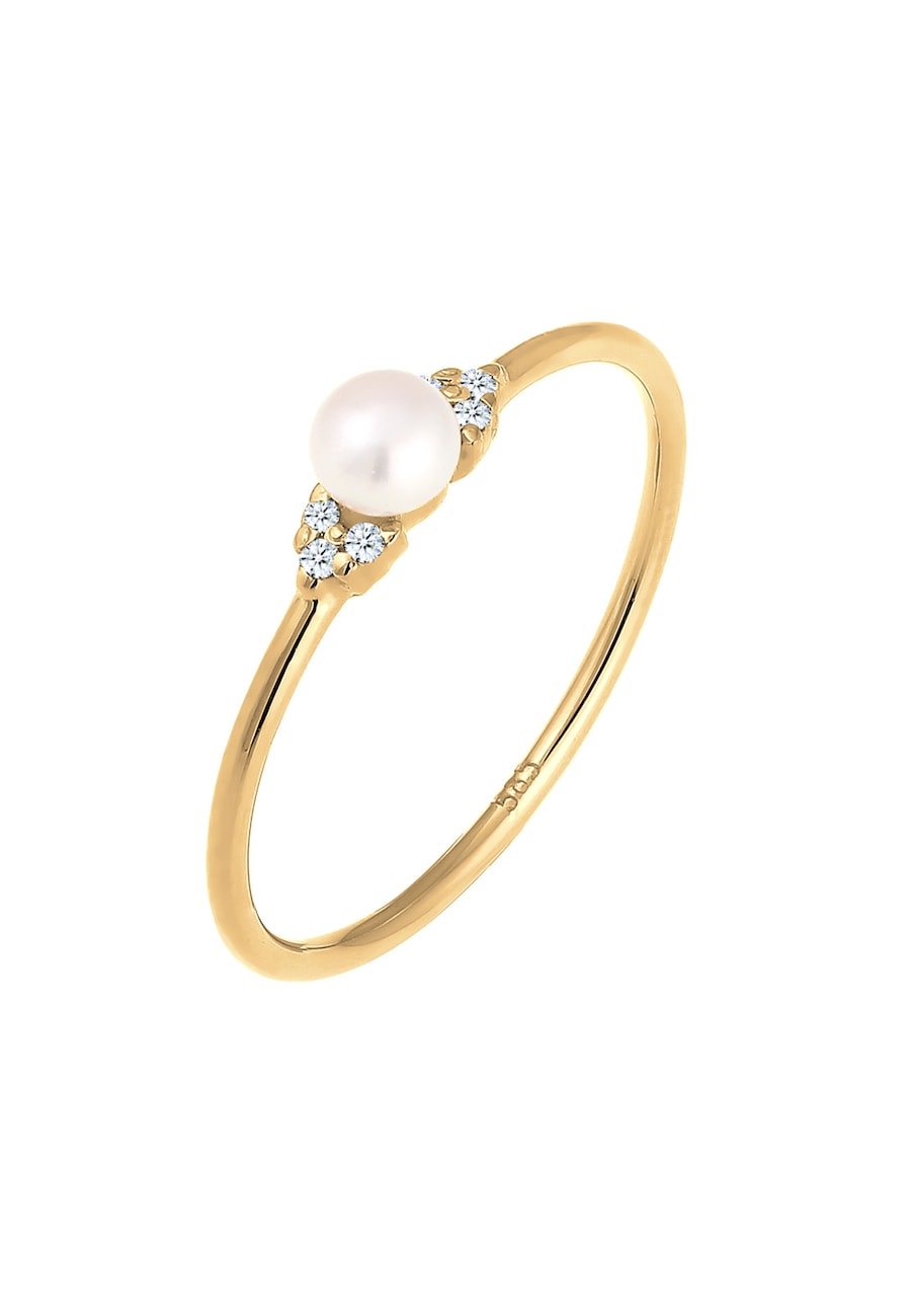 Elli DIAMONDS Verlobung Perle Diamant (0.03 ct.) 585 Gelbgold 52 Damen