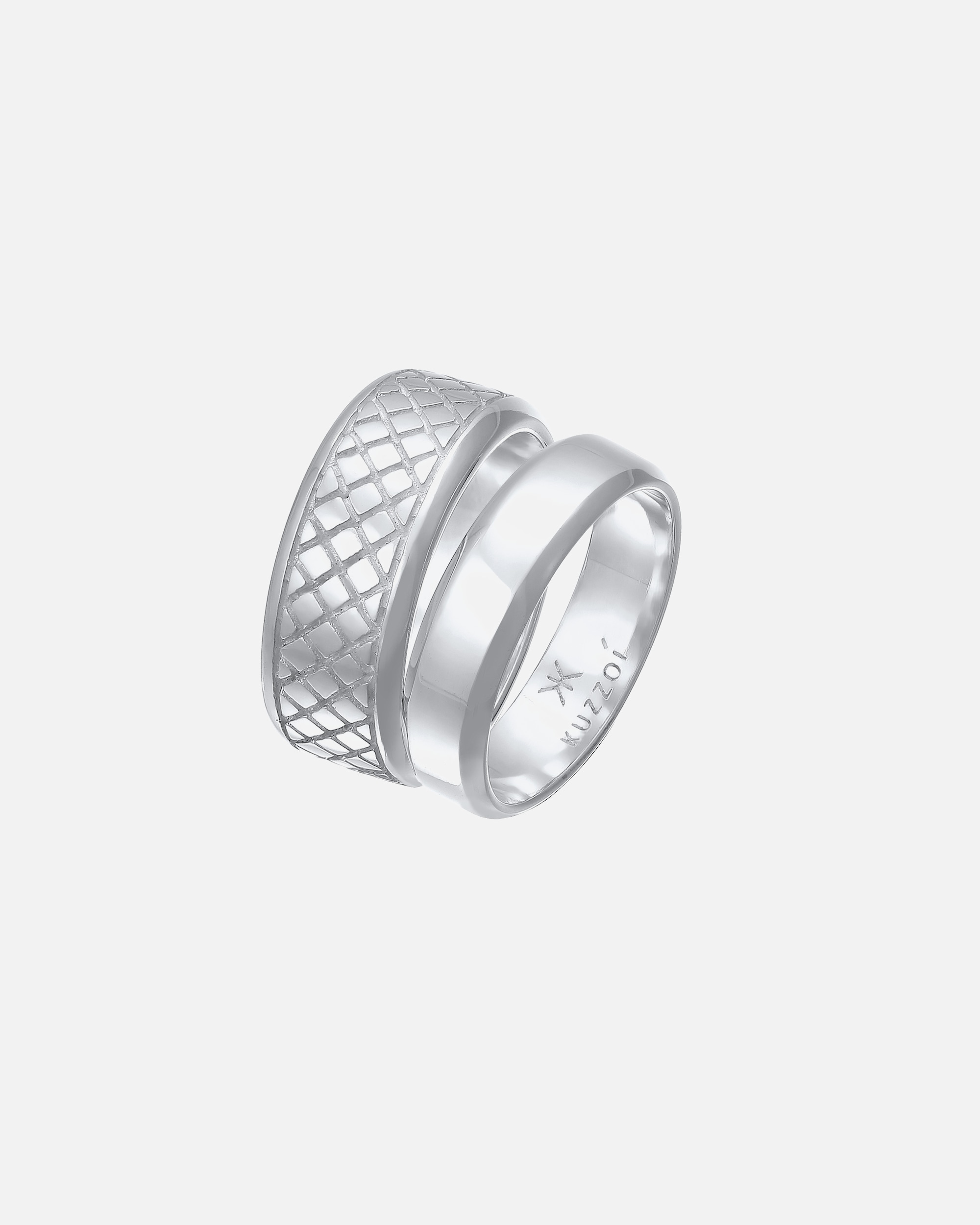 Ring für Männlich KUZZOI Herren Bandring Basic 2er Set 925 Silber 62