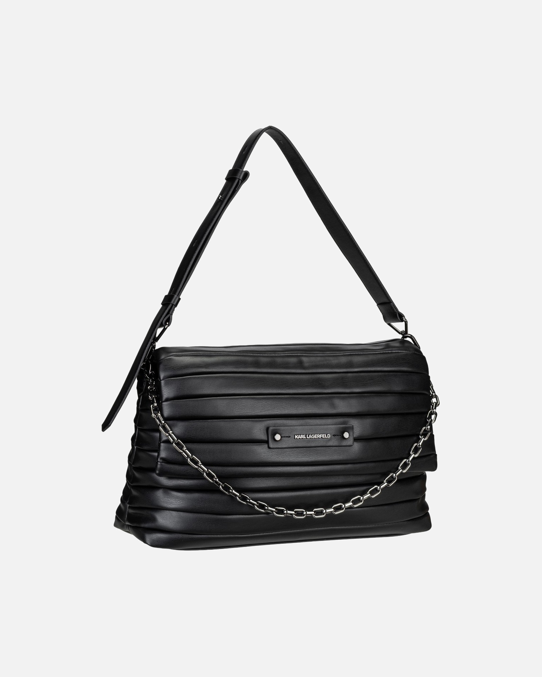 Handtasche für Weiblich Karl Lagerfeld Handtasche K/Essential Plie Medium Flap Shb Black-Gunmetal