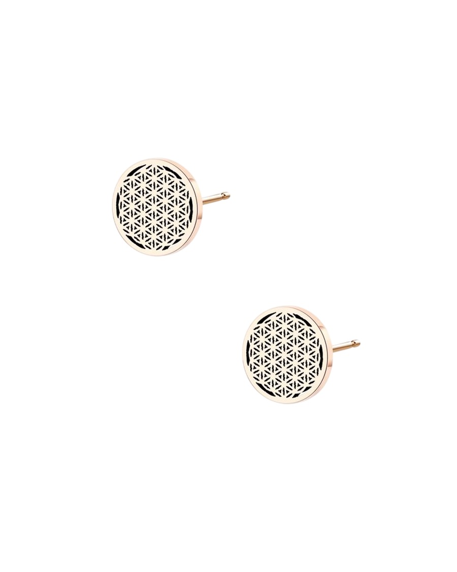 Hey Happiness Ohrstecker Blume des Lebens – 925 Sterling Silber Roségold Nude Damen