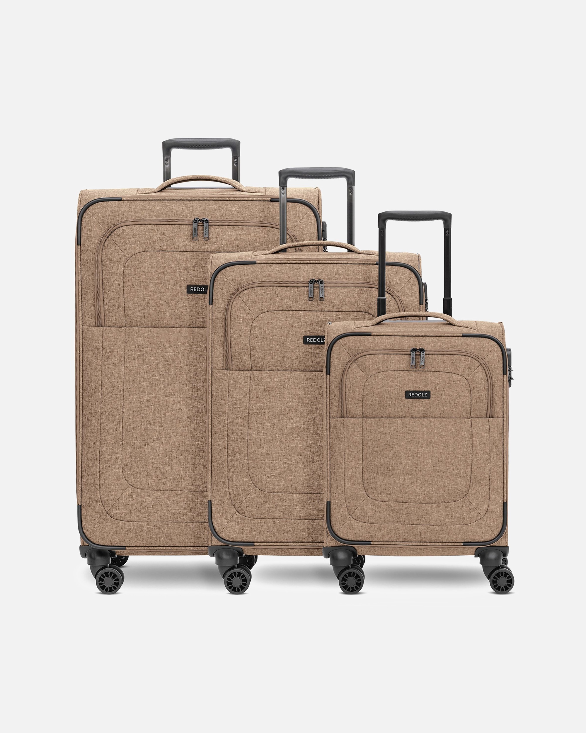 Koffer für Männlich Redolz Essentials 12 THREE SET 4 Rollen Kofferset 3-teilig mit Dehnfalte coffee