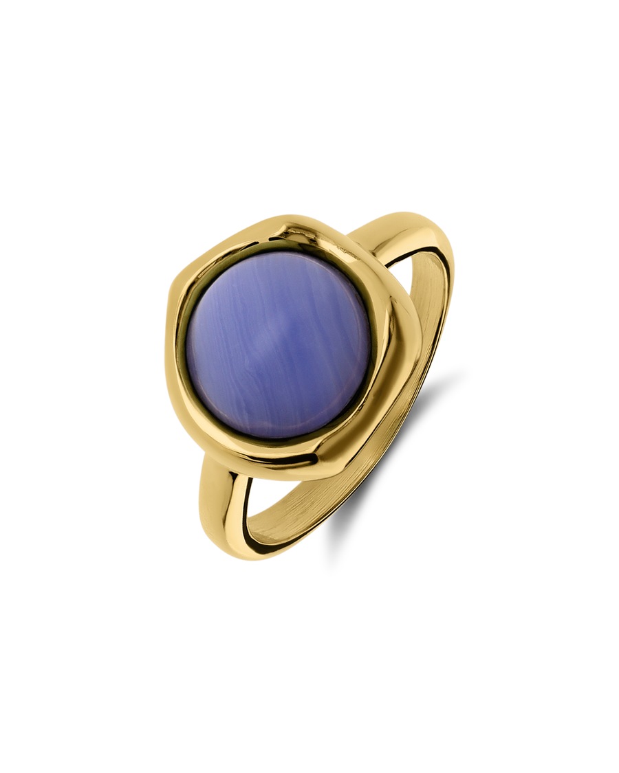 Lucardi Ring Stahl - Gelbgold legiert Blau 50mm Damen