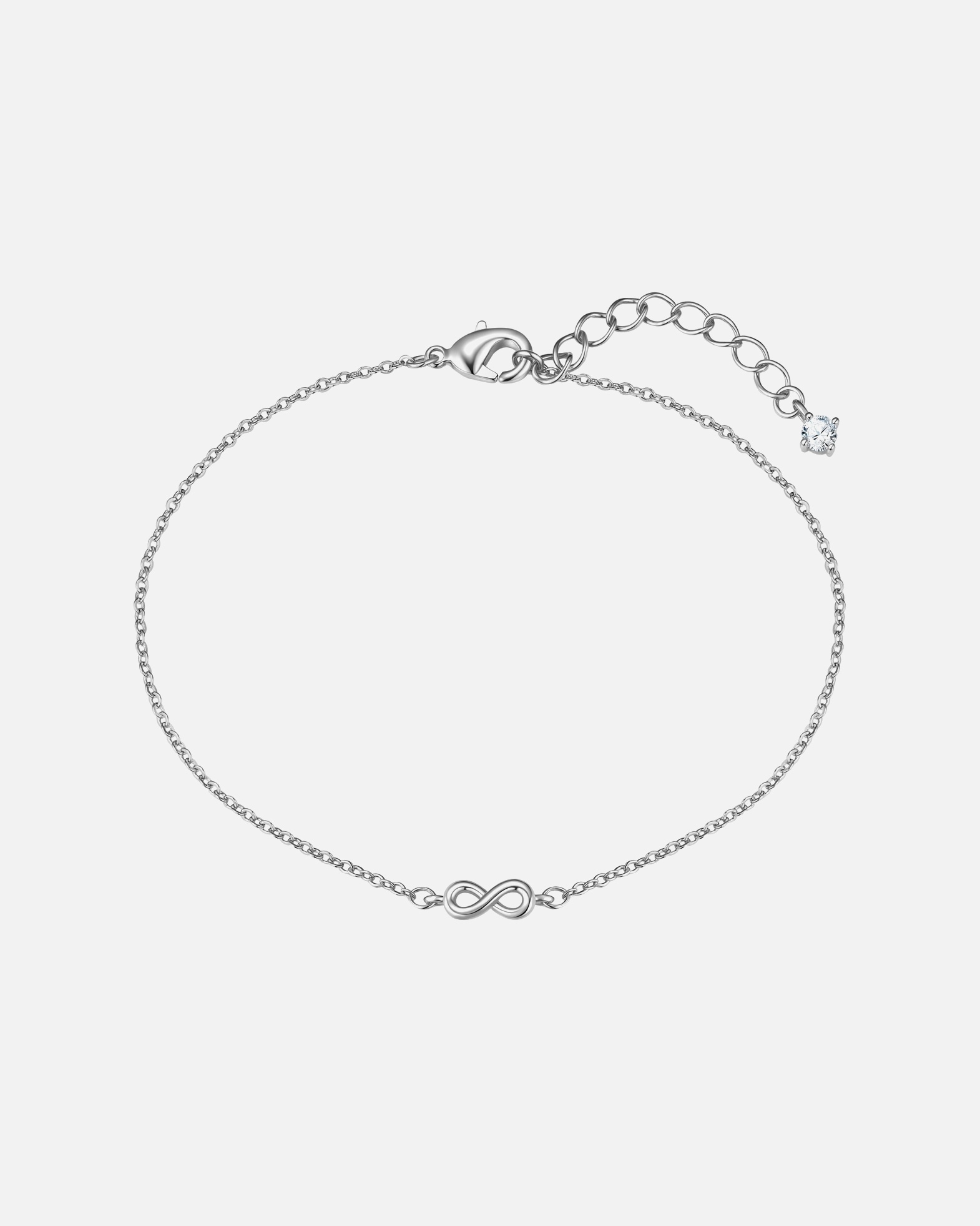 Armband für Weiblich Lulu & Jane Armband Infinity aus Messing in silber mit Zirkonia 17,0 cm Basislänge + 3,0 cm Verlängerung