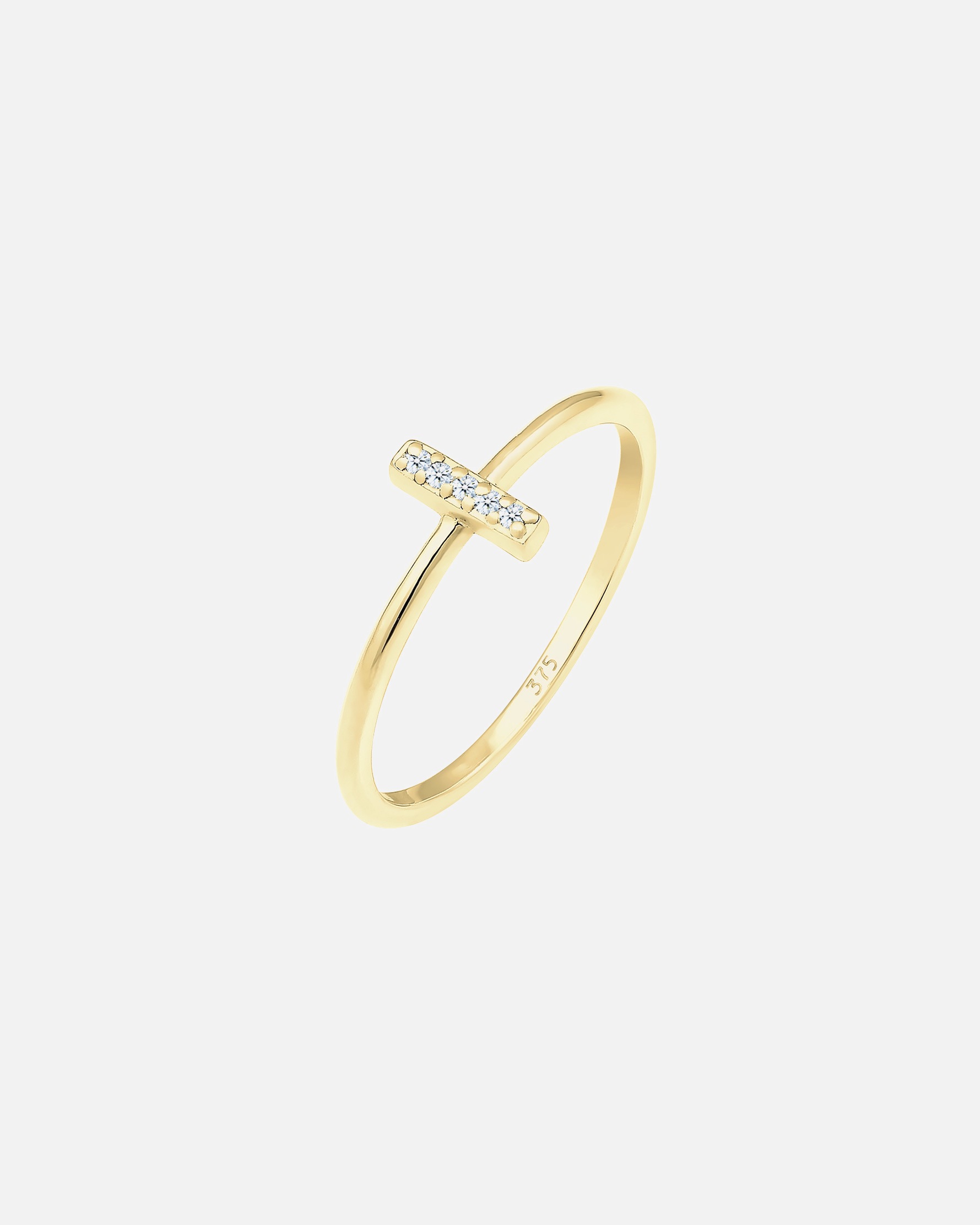 Ring für Weiblich Elli DIAMONDS Kreuz Symbol Geo Diamant (0.025 ct.) 375 Gelbgold 52