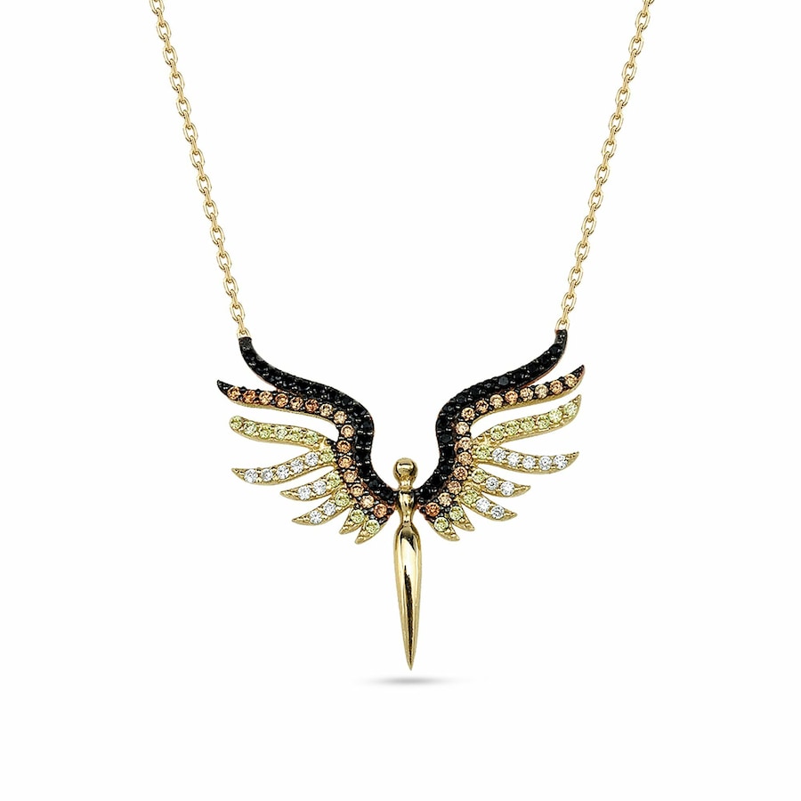 dKeniz Anhänger mit Kette 925/- Sterling Silber Zirkonia weiß 42 cm + 3cm Damen