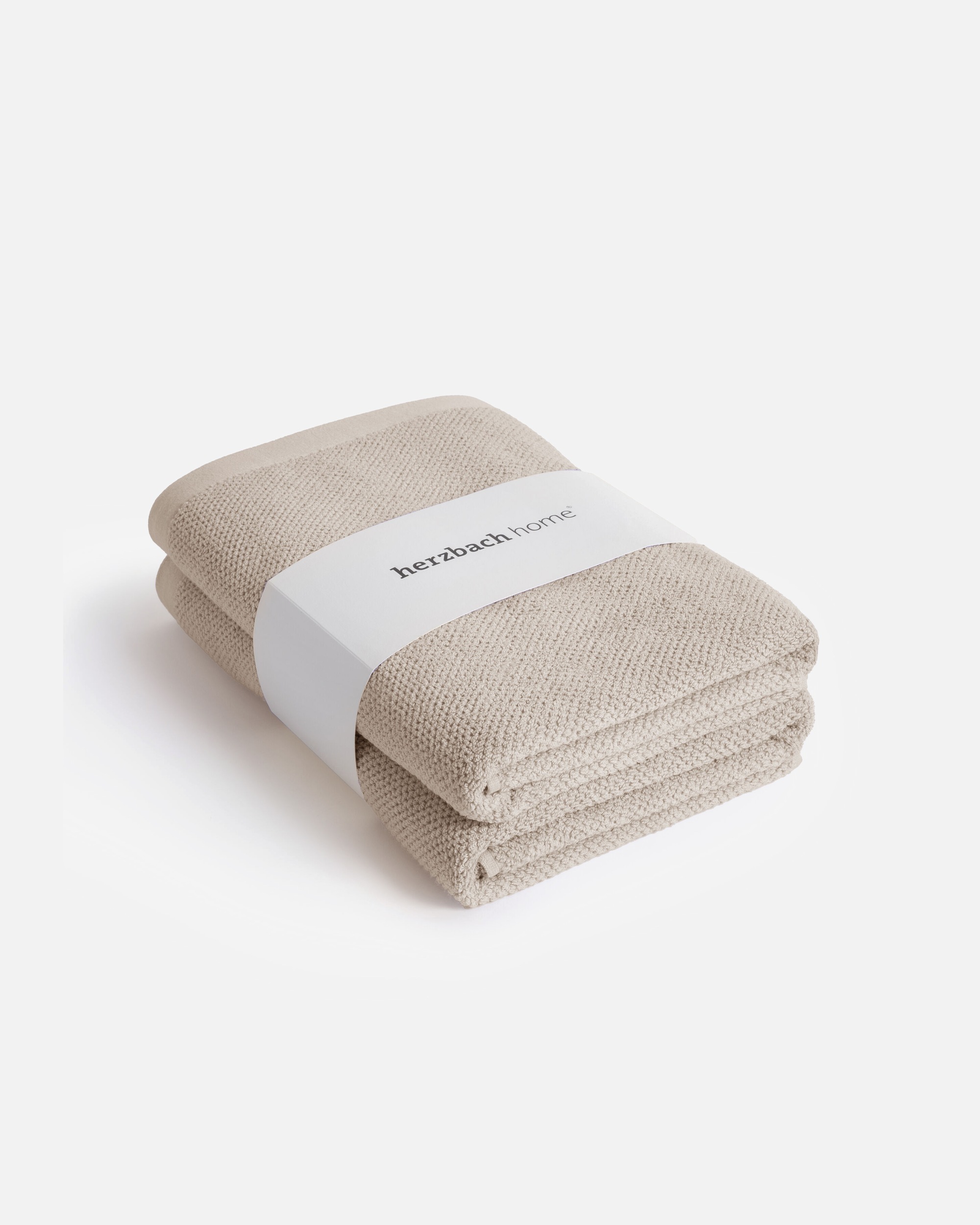 Handtuch für Unisex Herzbach Home Default Brand Line Duschtuch SPA 2er-Set einfarbig Sandgrau