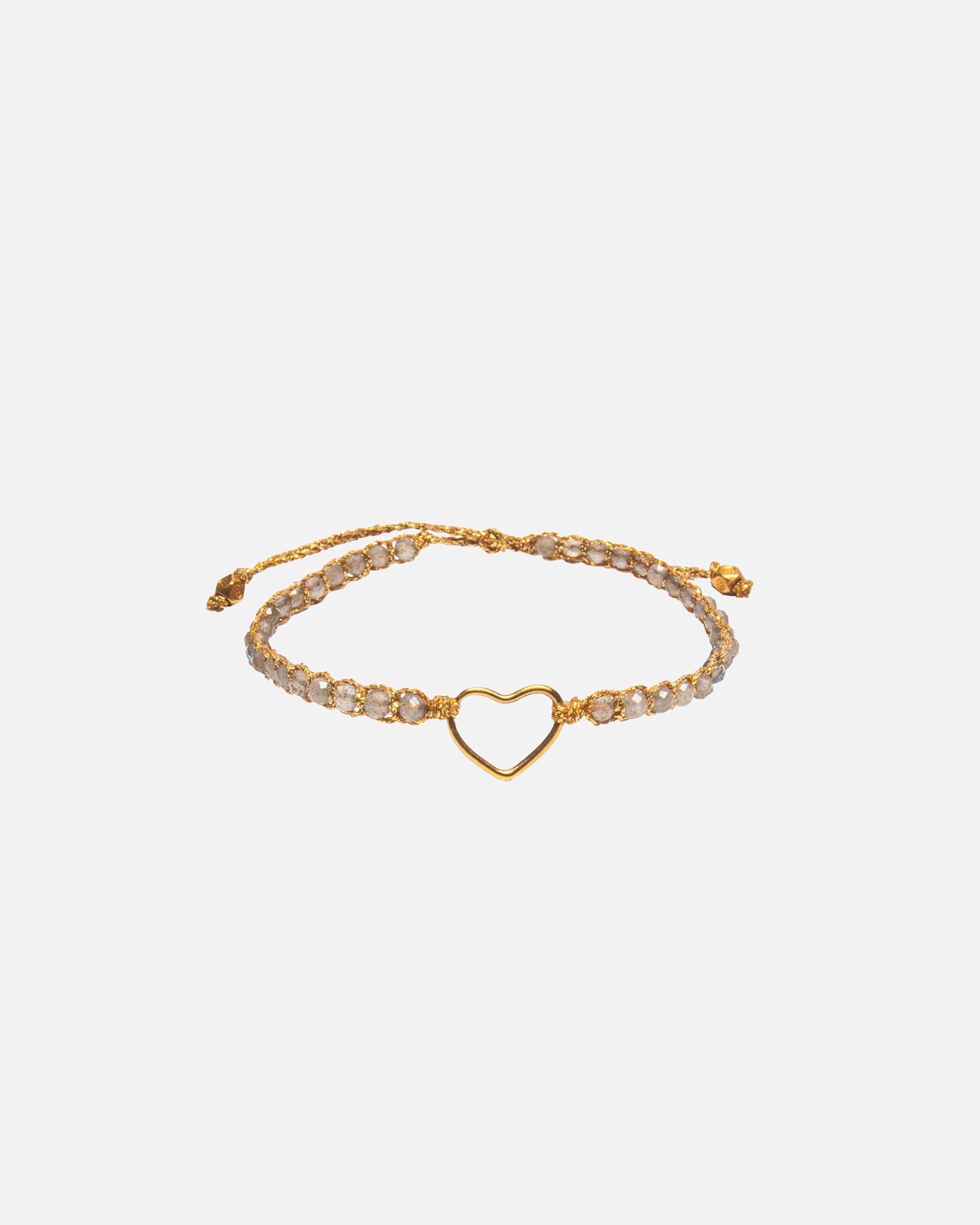 Armband für Weiblich Samapura Labradorit-Herz-Armband | Gold Faden 16
