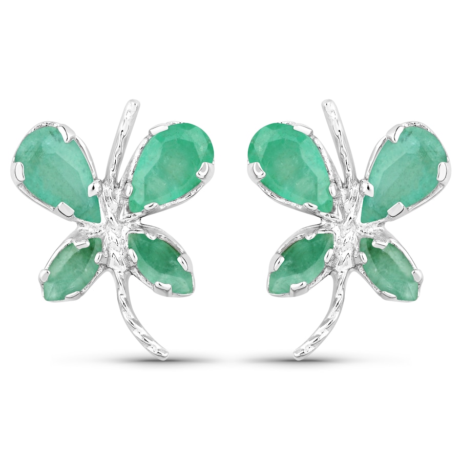 Vira Jewels Ohrringe 925/- Sterling Silber Smaragd grün 1,2 ct. weiß Damen