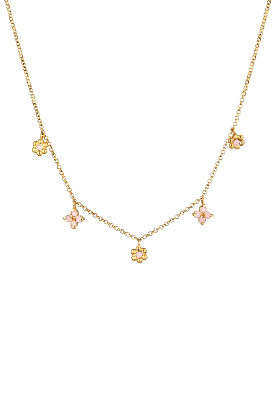 Elli Kids Kristalle Blüte Blume 925 Sterling Silber goldfarben Damen