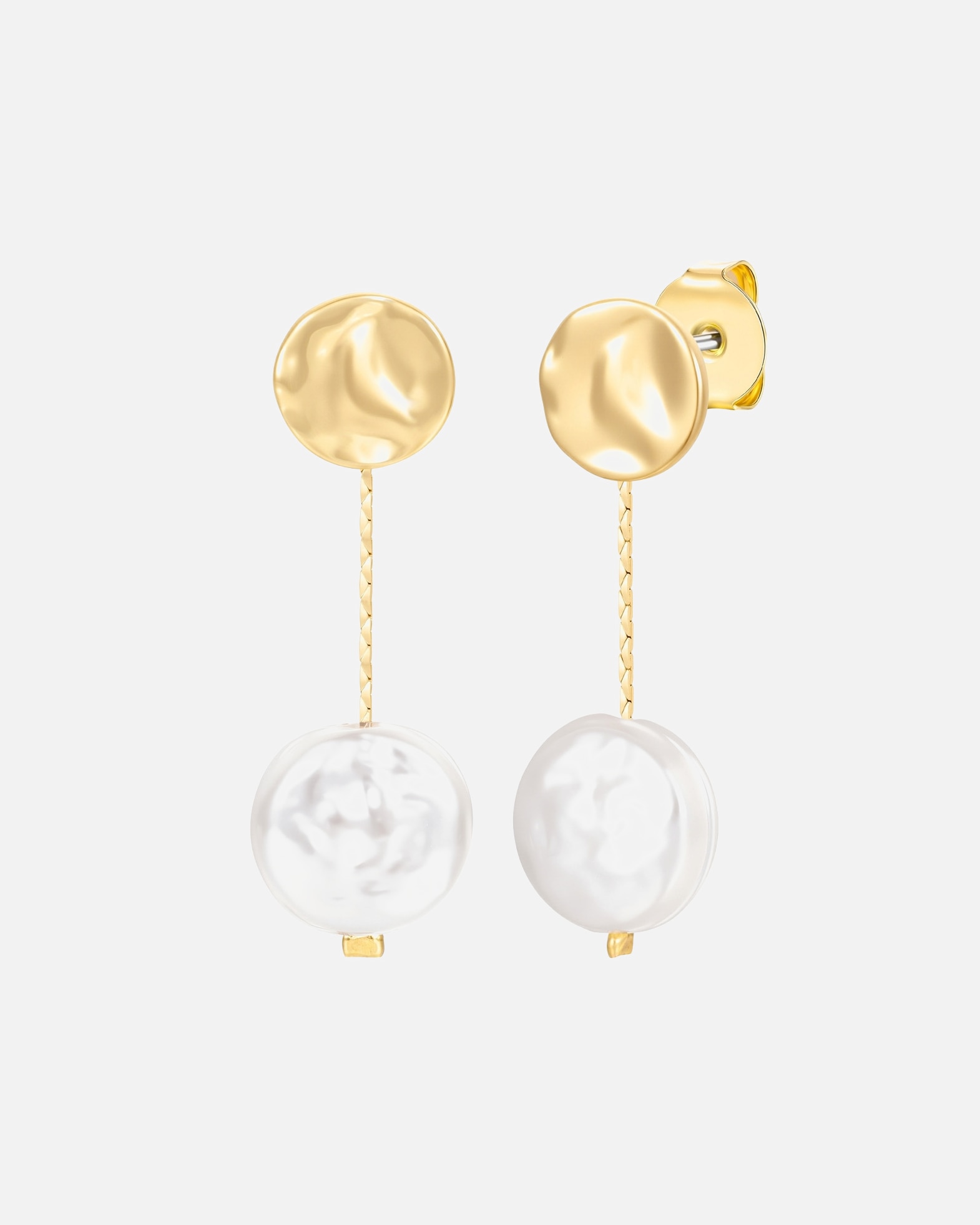 Ohrringe für Weiblich Lulu & Jane Perlen-Ohrhänger aus Metall-Legierung in gelbgold mit Glasperle 41,1 mm