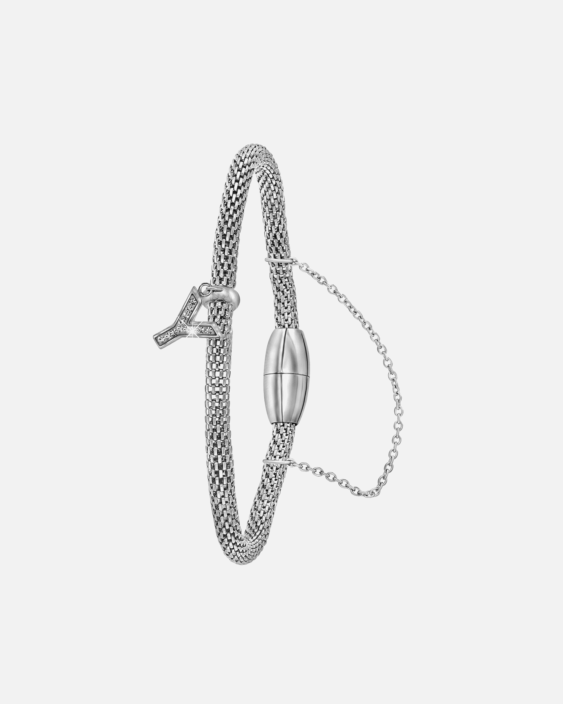 Armband für Weiblich Lucardi Armband 'Buchstabe N' Stahl 18.5cm Silber - y