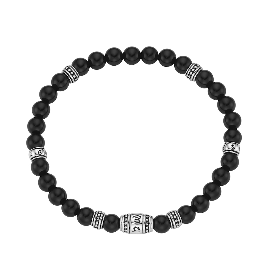 Giorgio Martello Milano Armband schwarzer Achat, Tigerauge oder synth. Türkis, Silber 925 Schwarz Herren