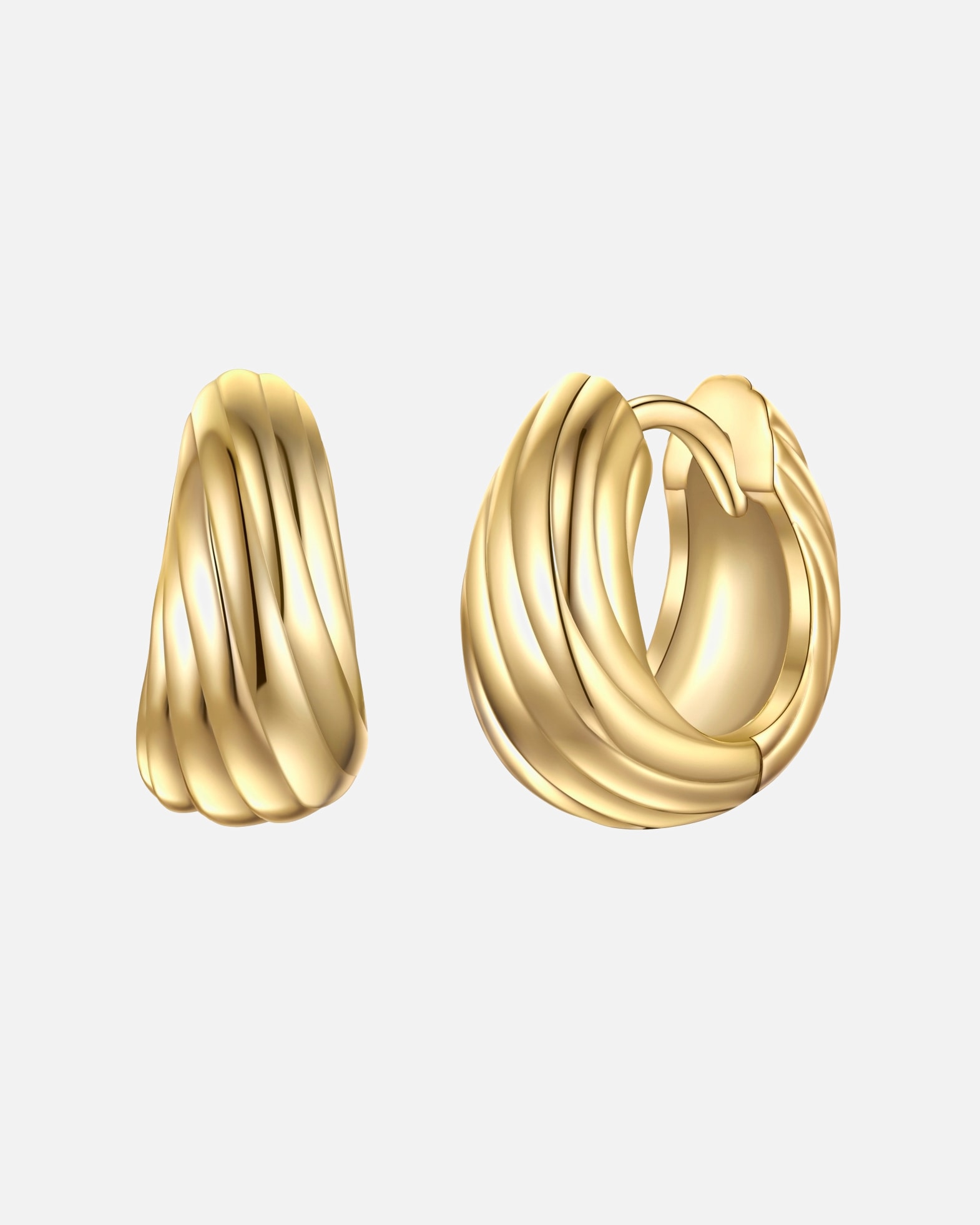 Creolen für Weiblich Rafaela Donata Ring Feder aus Sterling Silber in Gelbgold 12,6 mm