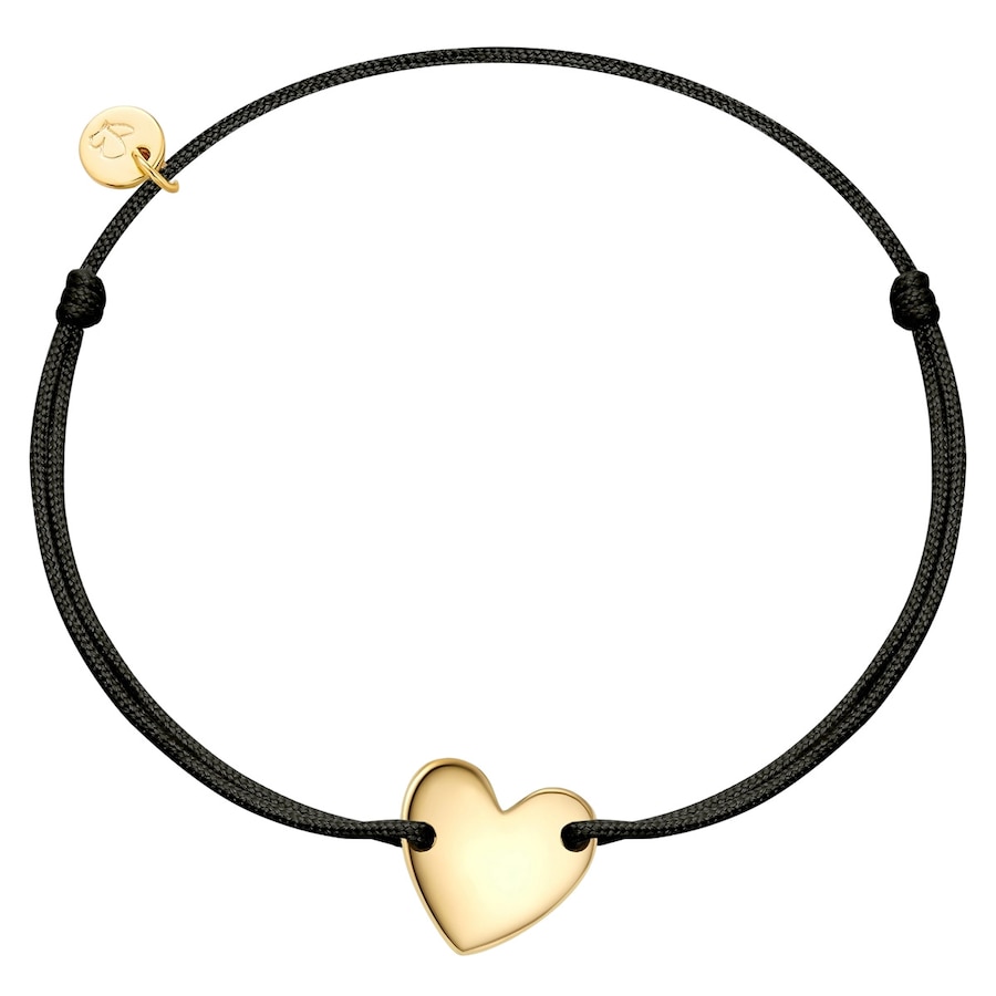 Glanzstücke München Armband Herz aus Textil und Sterling Silber in Gelbgold 15,0 - 22,0 cm, flexibel einstellbar Damen