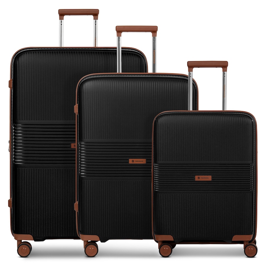 Farmhood Eco Edition 02 4 Rollen Kofferset 3-teilig mit Dehnfalte black Schwarz Herren