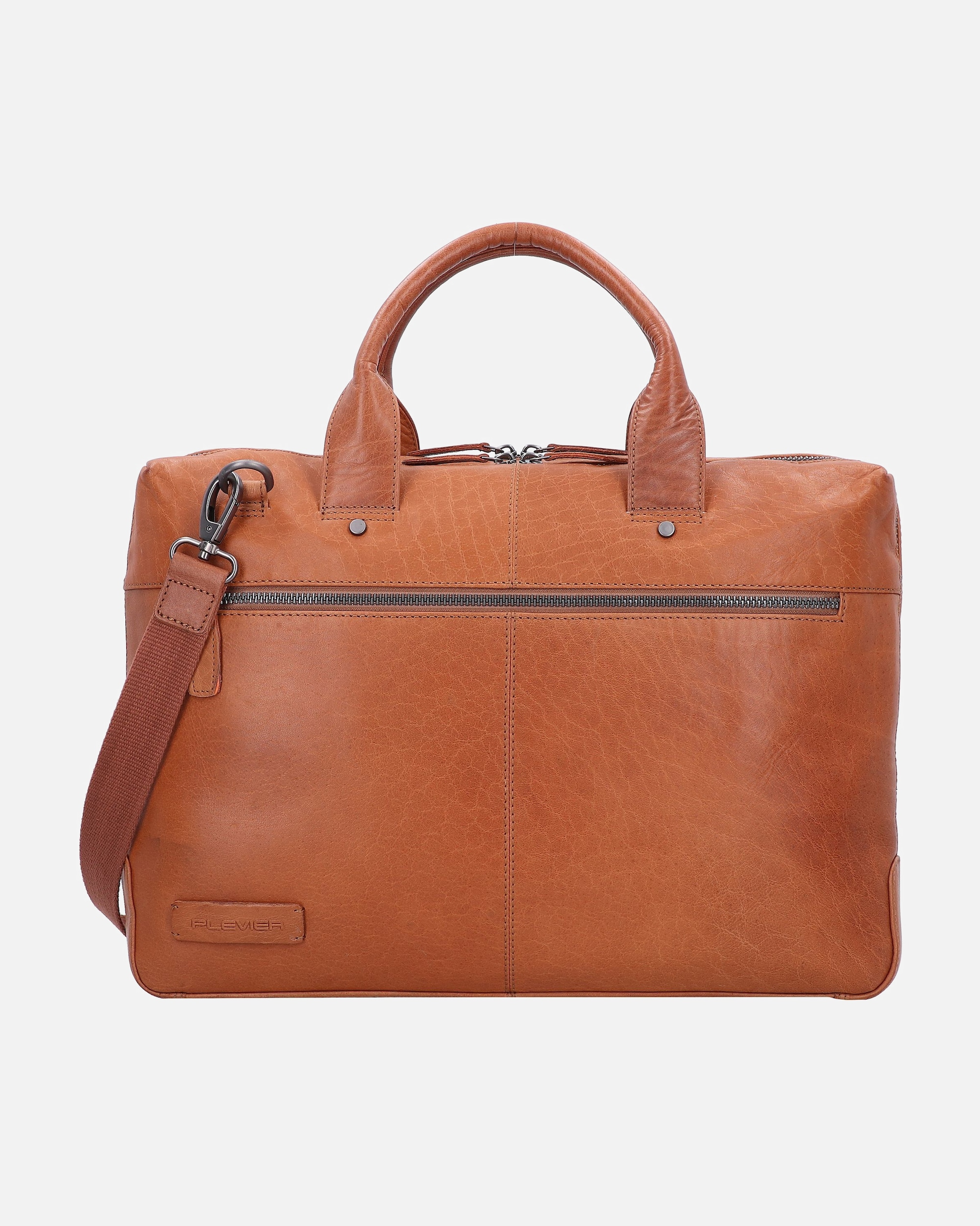 Laptoptasche für Männlich Plevier Rock Flint Aktentasche RFID Schutz Leder 41 cm Laptopfach cognac