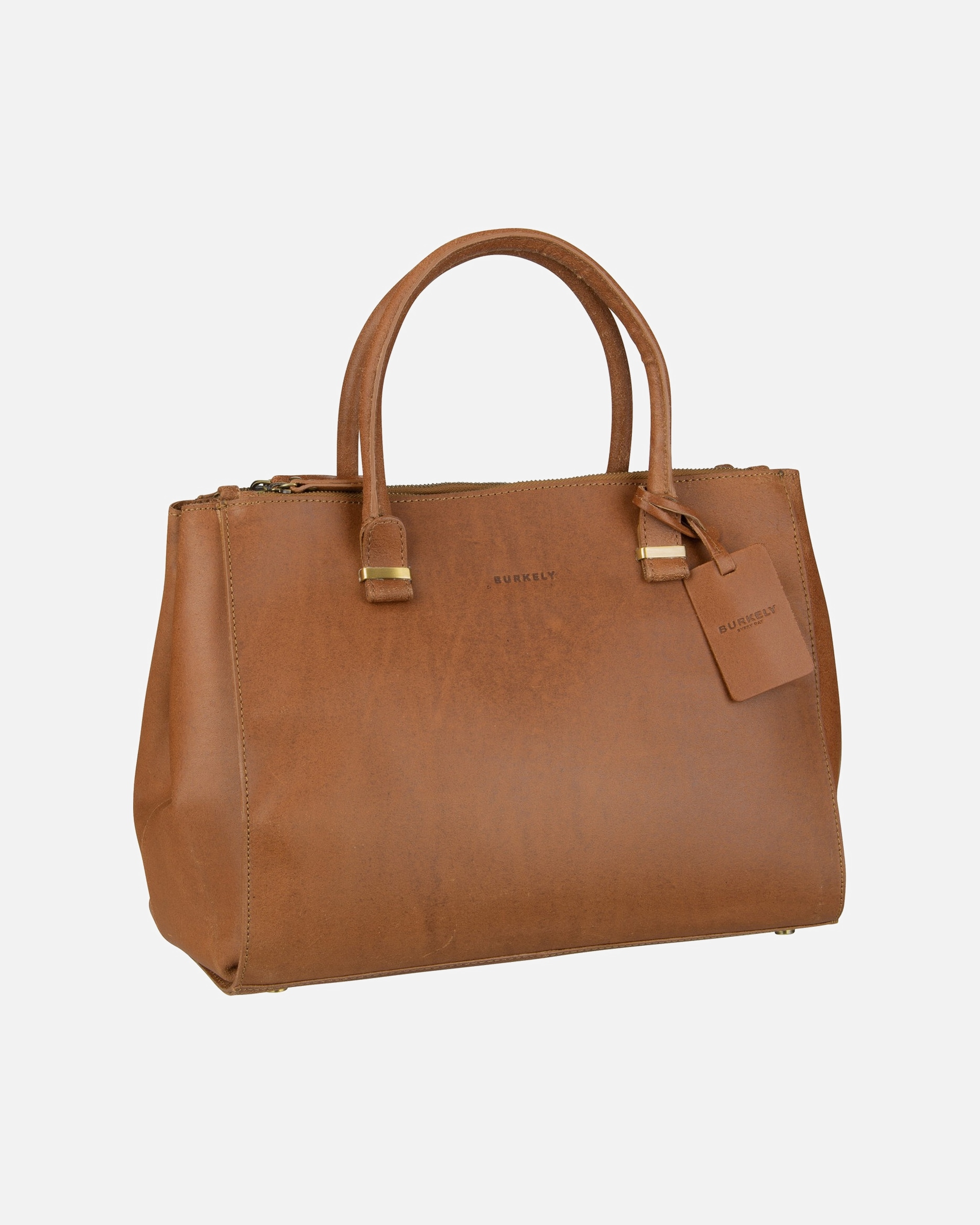 Handtasche für Weiblich Burkely Handtasche Vintage Wieske 2-Zipper Cognac