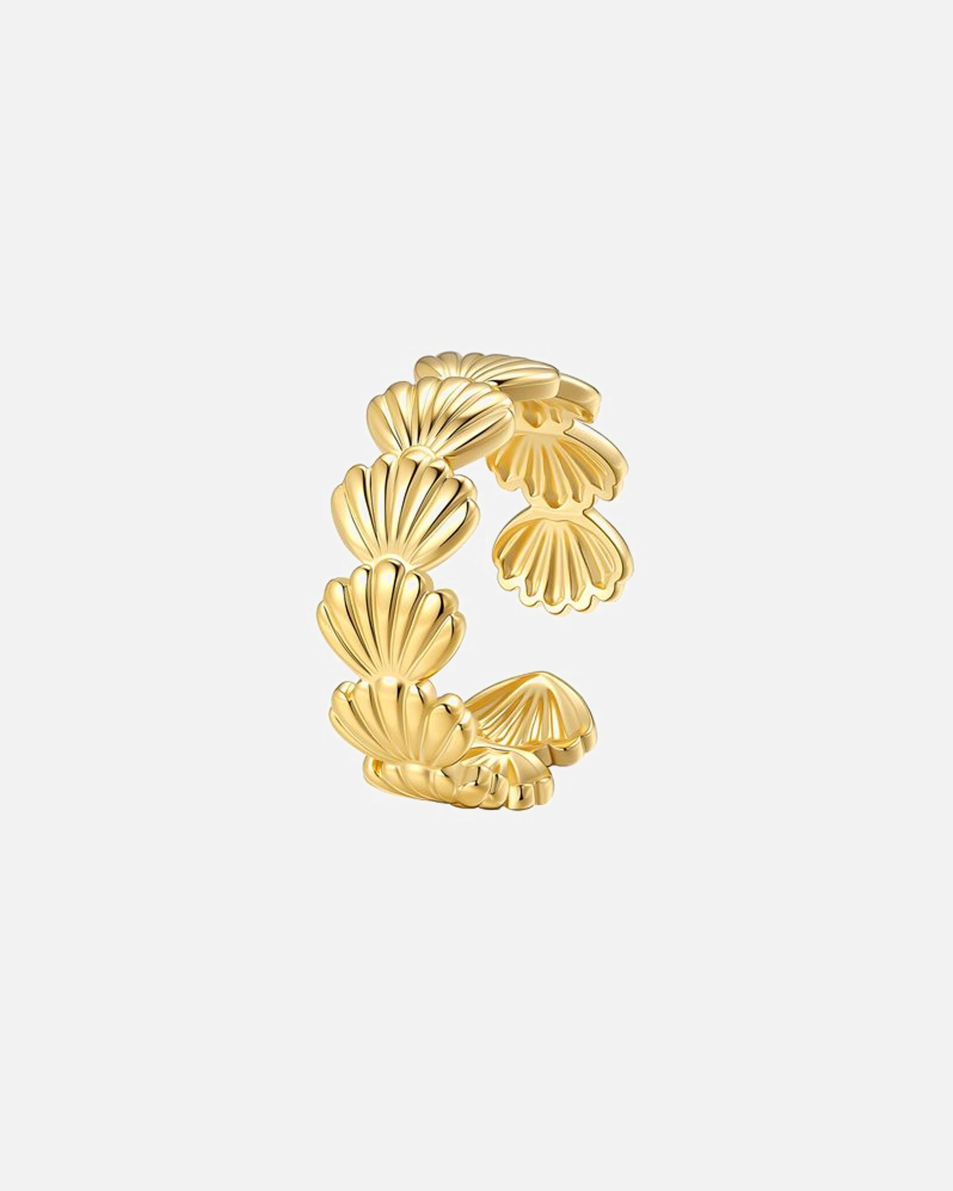 Ring für Weiblich Hey Happiness Default Brand Line Muschel Ring offen – Edelstahl Statement Ring Gold