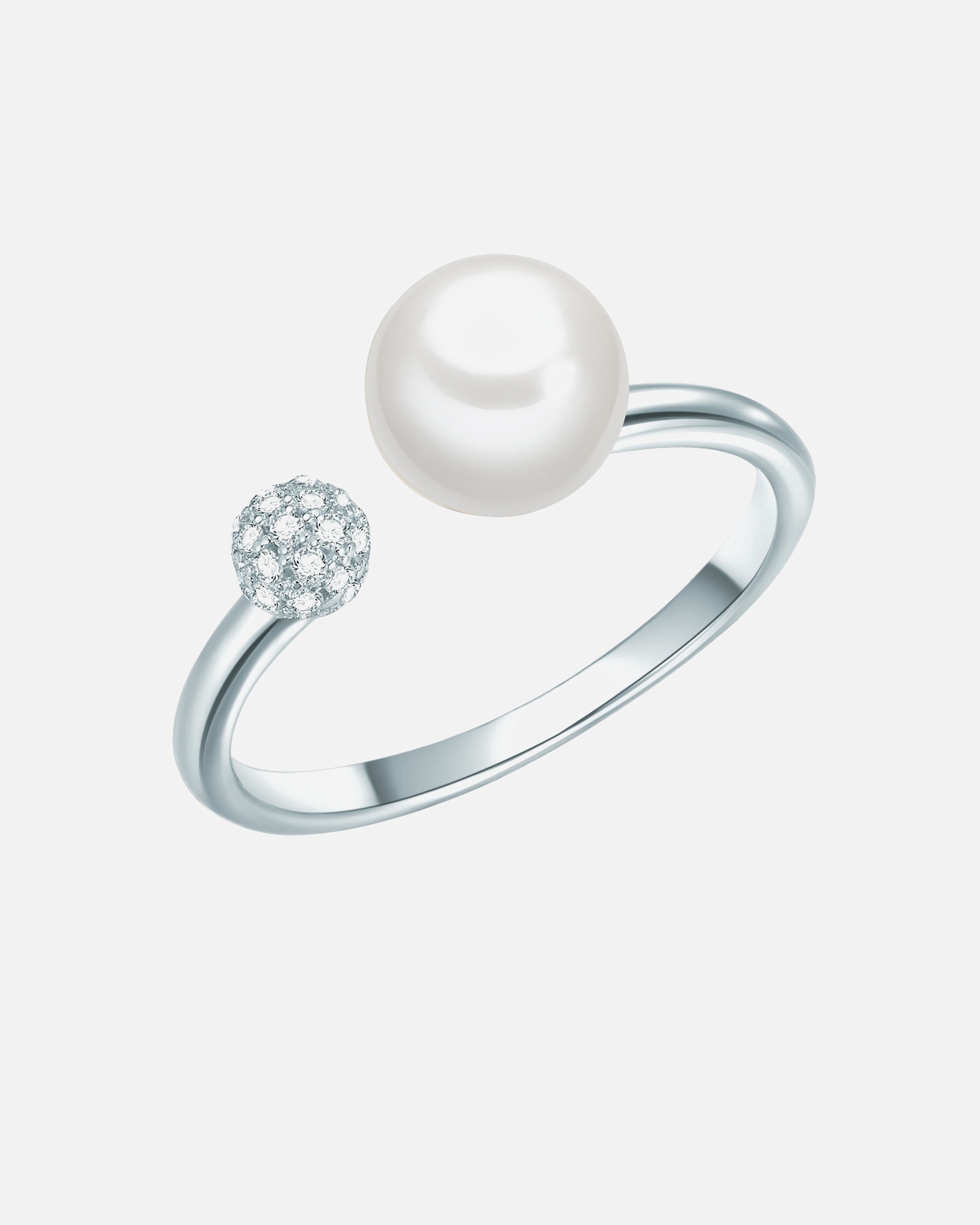 Ring für Weiblich Valero Pearls Ring Sterling Silber Zirkonia Süßwasser-Zuchtperle in Silber 58