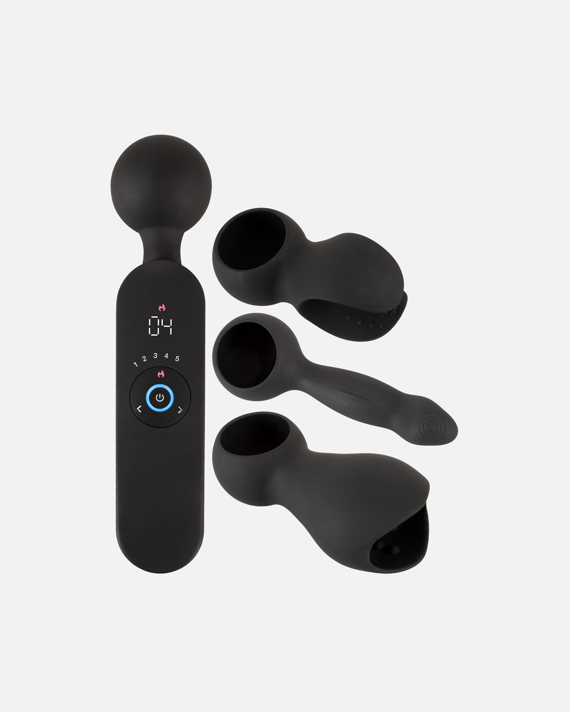 Vibrator für Unisex Couples Choice Default Brand Line Massagestab wand vibrator with 3 Attachments schwarz