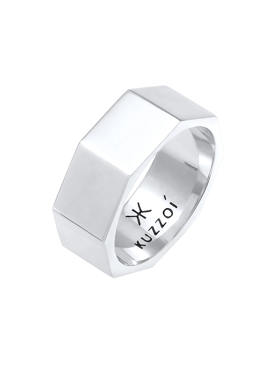 KUZZOI Herren Bandring Achteck Hexagon 925 Silber 64