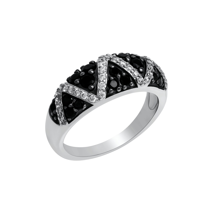 Celesta Ring 925/- Sterling Silber Zirkonia schwarz 056 (17,8) Weiss Damen