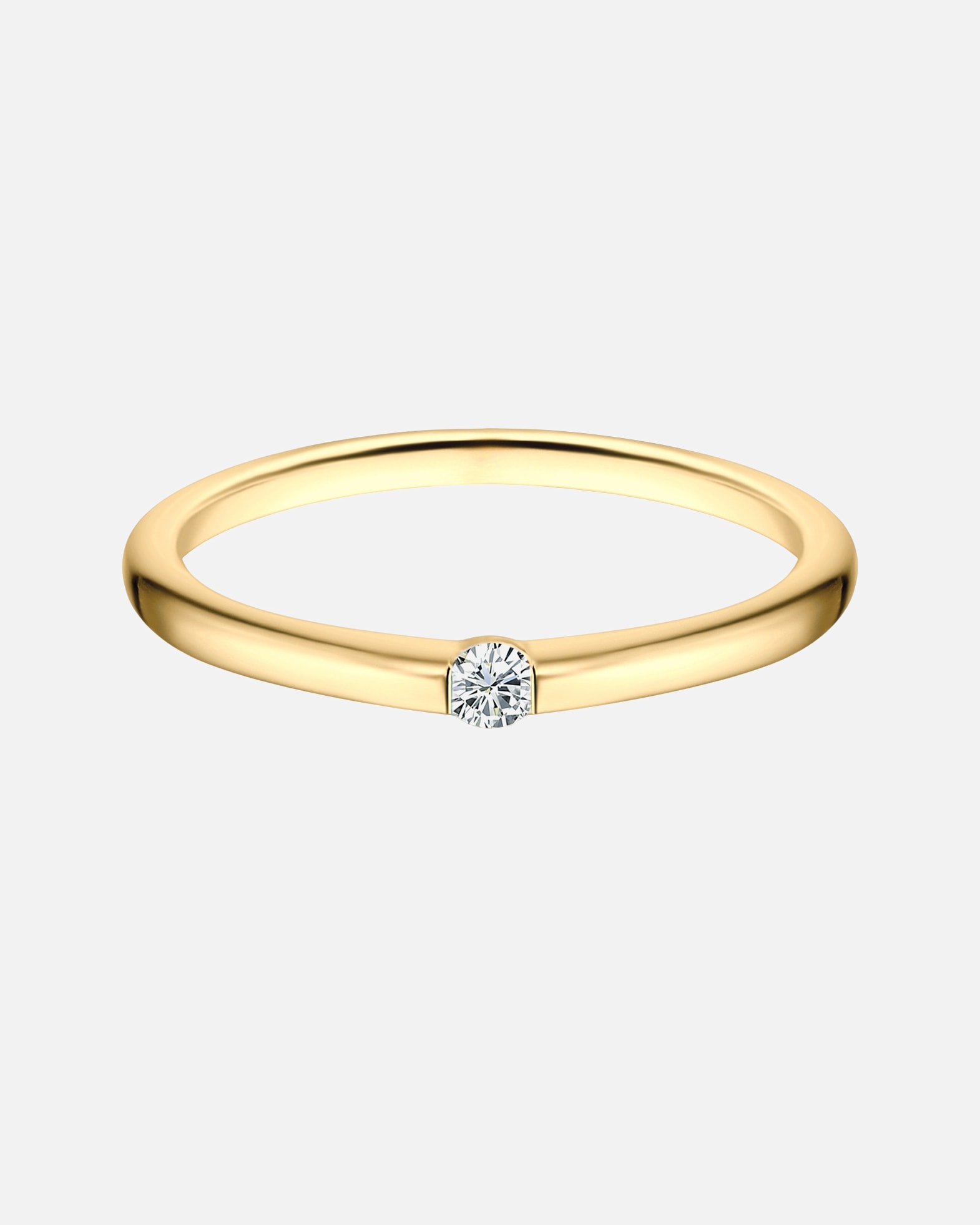 Ring für Weiblich Trilani Bandring aus Sterling Silber in Gelbgold mit Zirkonia 56