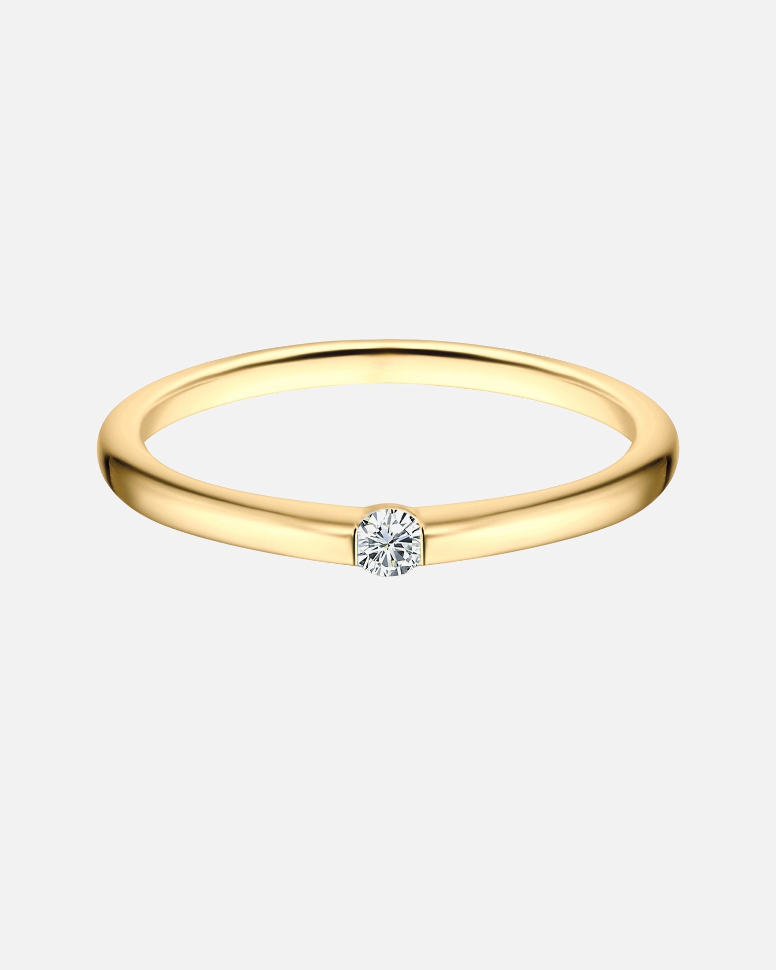 Ring für Weiblich Trilani Bandring aus Sterling Silber in Gelbgold mit Zirkonia 52