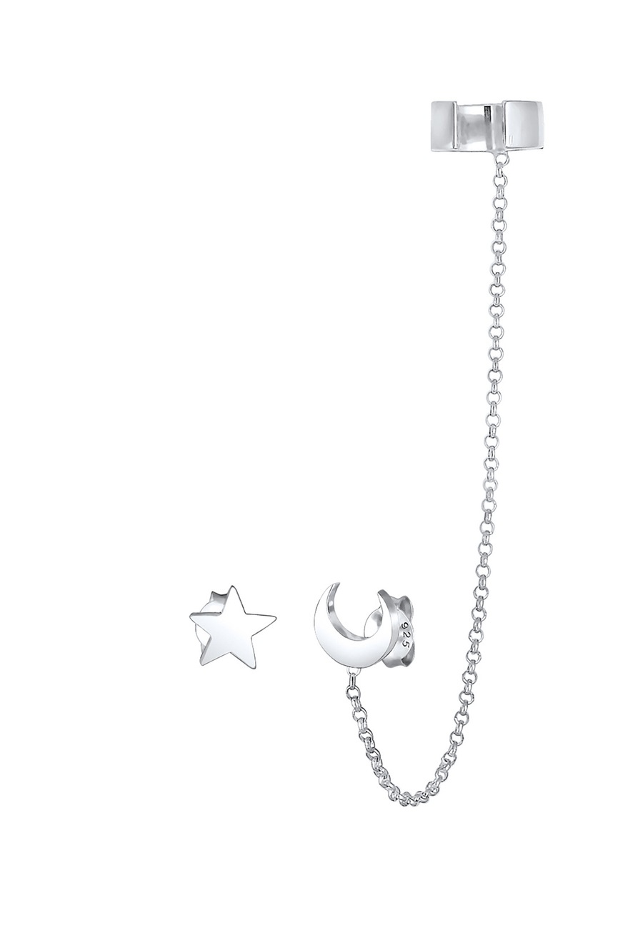 Elli Earcuff Astro Sterne Halbmond Blogger 925 Silber silberfarben Damen