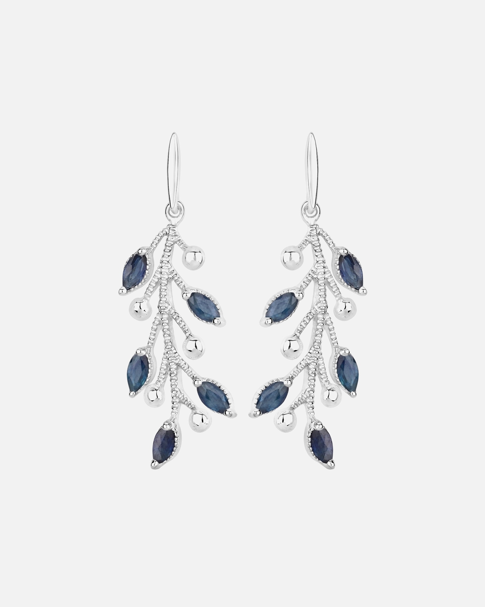 Ohrringe für Weiblich Rafaela Donata Ohrringe Floral Sterling Silber Saphir in Silber Blue