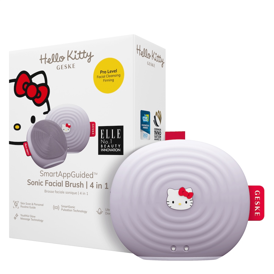 Geske SmartAppGuided Sonic Facial Brush | 4 in 1 Hello Kitty Purple