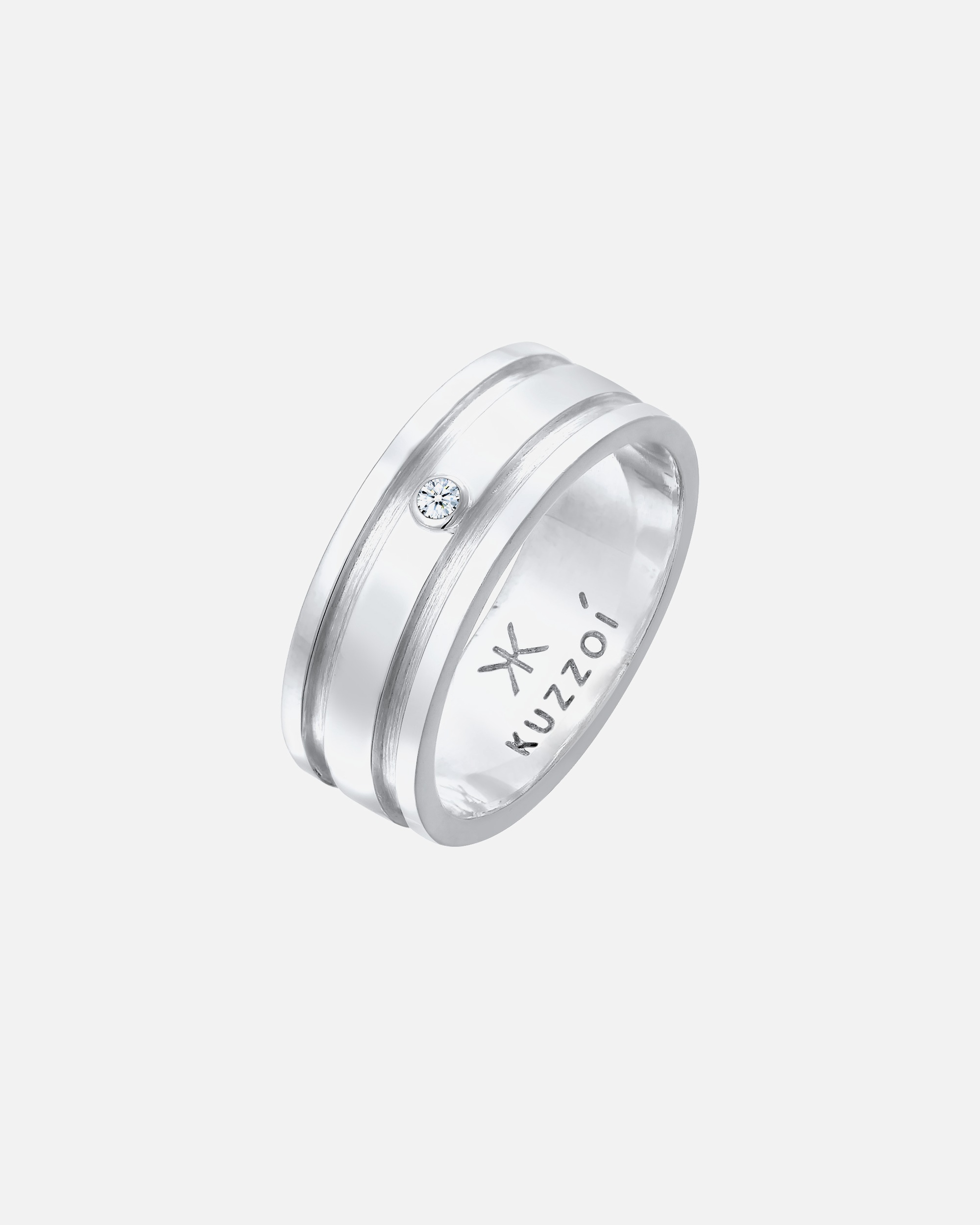 Ring für Männlich KUZZOI Herren Bandring Massiv Diamant 925 Silber 62