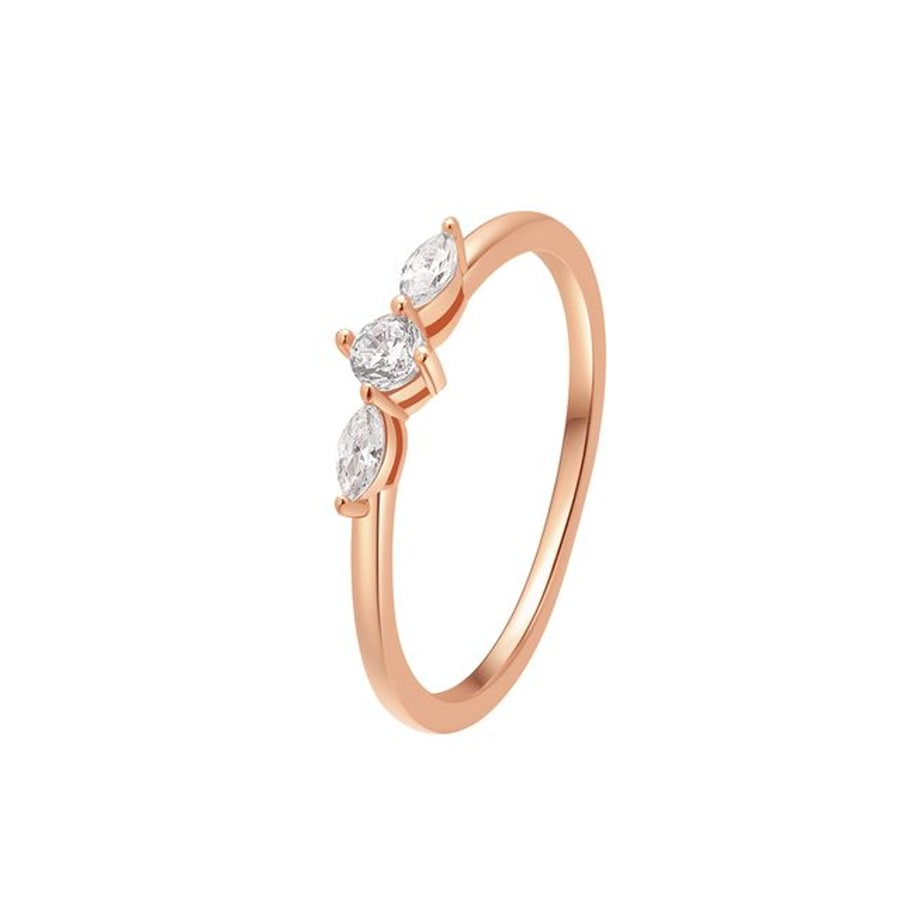 Hey Happiness Schmaler Nexus-Ring aus 925er Sterlingsilber rosevergoldet 52 Nude Damen