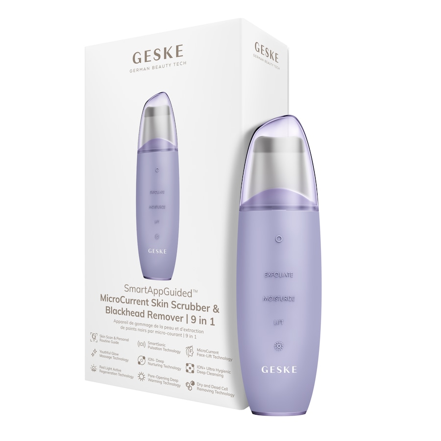 GESKE SmartAppGuided MicroCurrent Skin Scrubber & Blackhead Remover 9 in 1 Purple