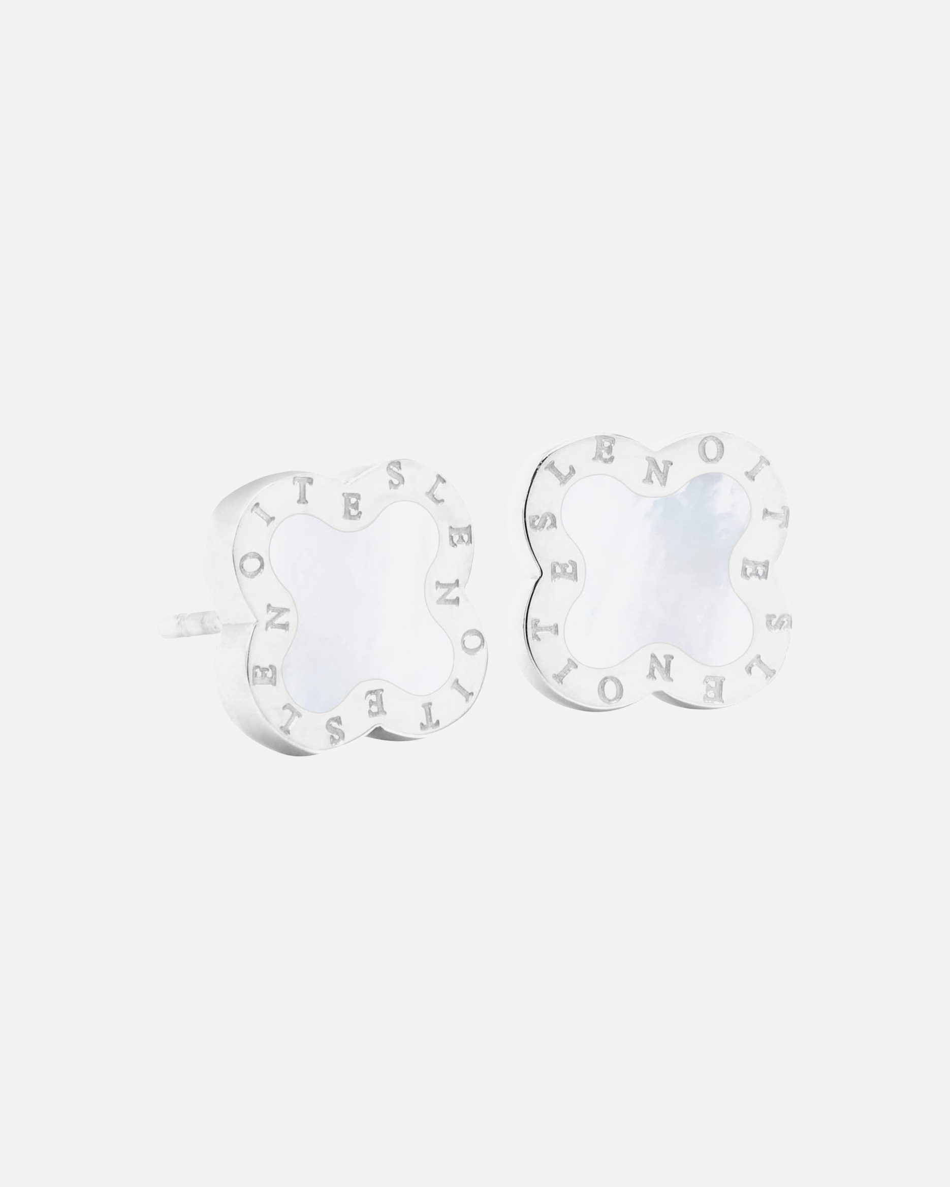 Ohrringe für Weiblich Lenoites Ohrhänger 'Four-leaf Clover Mini' silver white