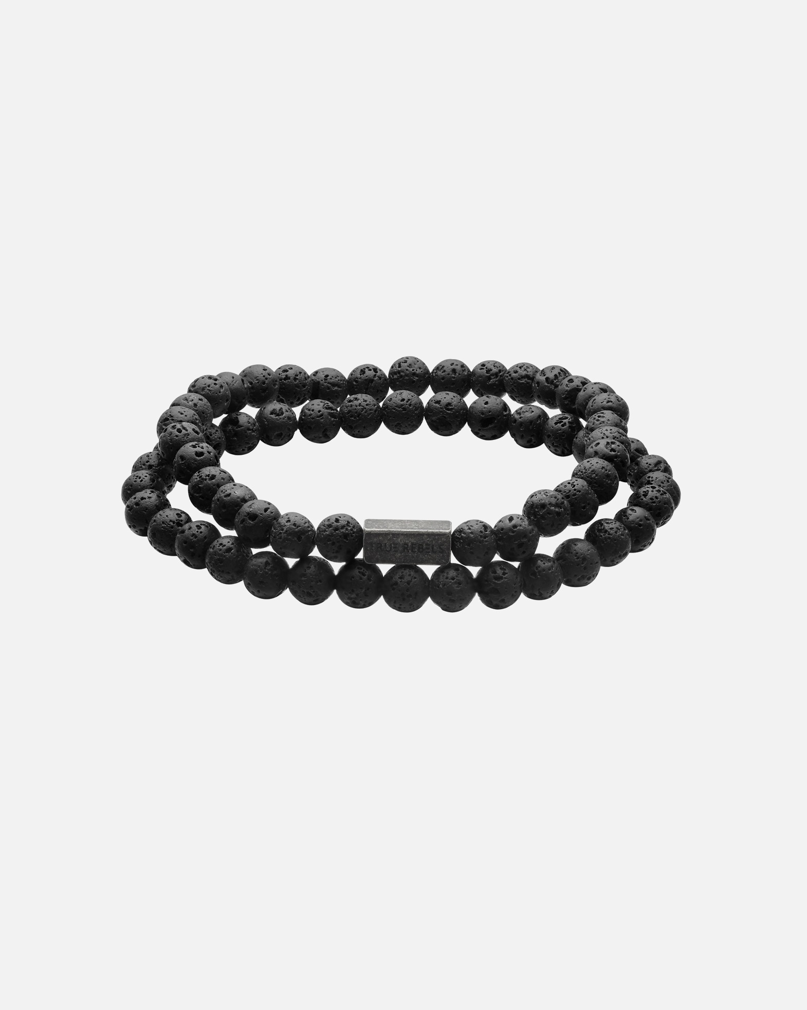 Armband für Männlich True Rebels Armband aus Edelstahl in Retro mit Lavastein 19 cm