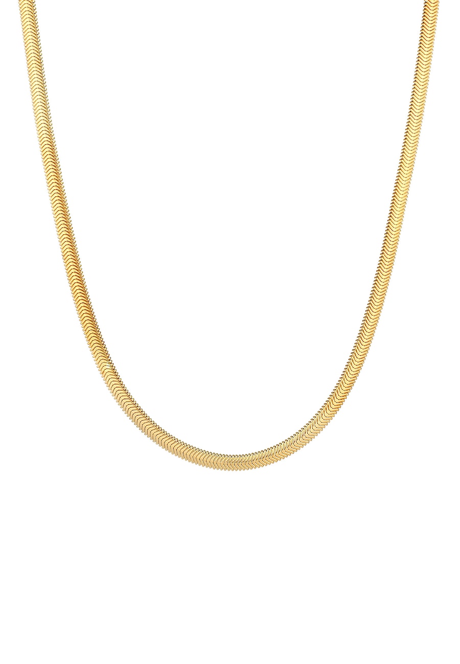 Elli PREMIUM Flach Elegant Schlangenkette Fischgräte 925 Silber goldfarben Damen