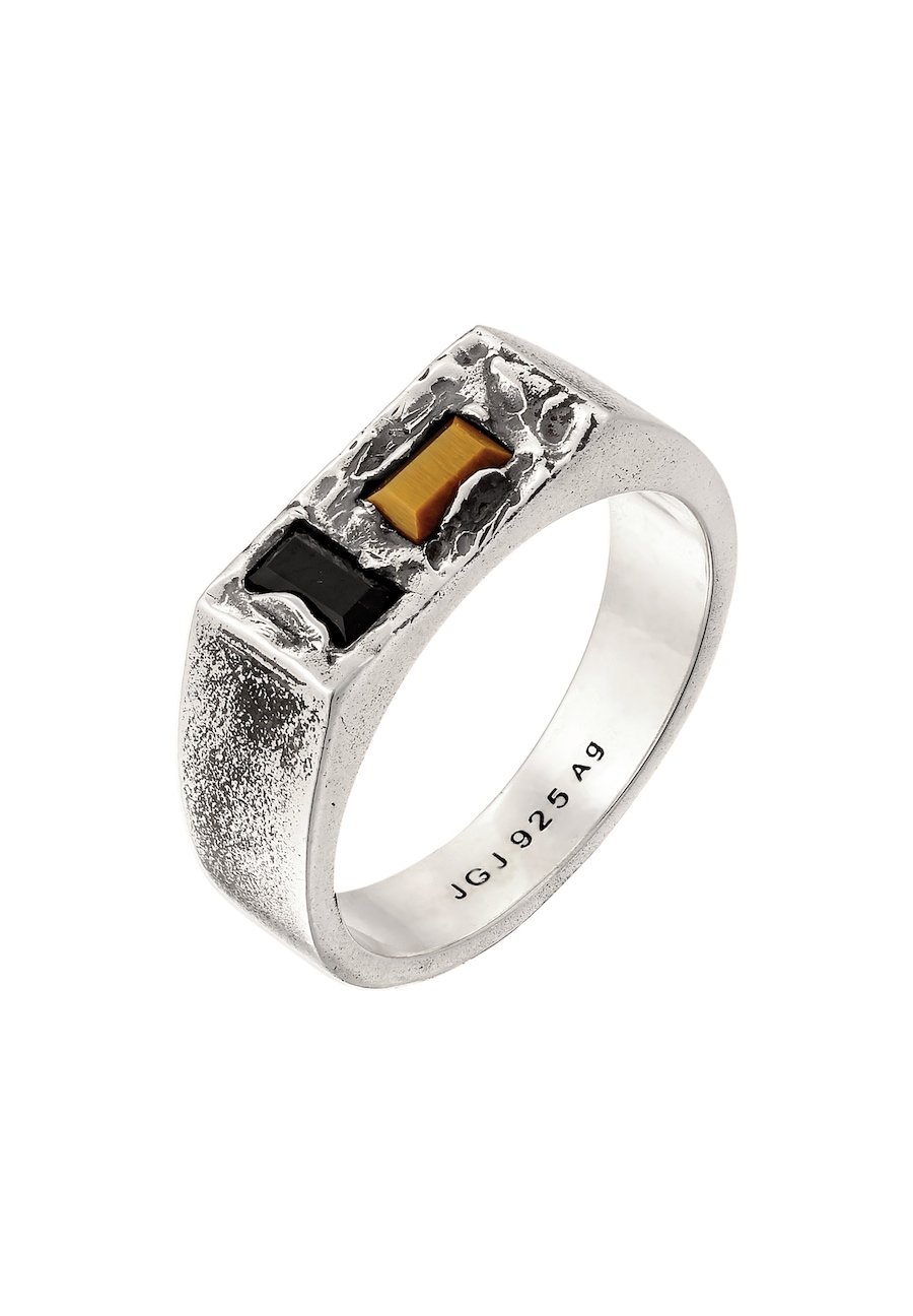 Haze & Glory Siegelring Onyx Schwarz Tigerauge Braun 925 Sterling Silber 66 Herren
