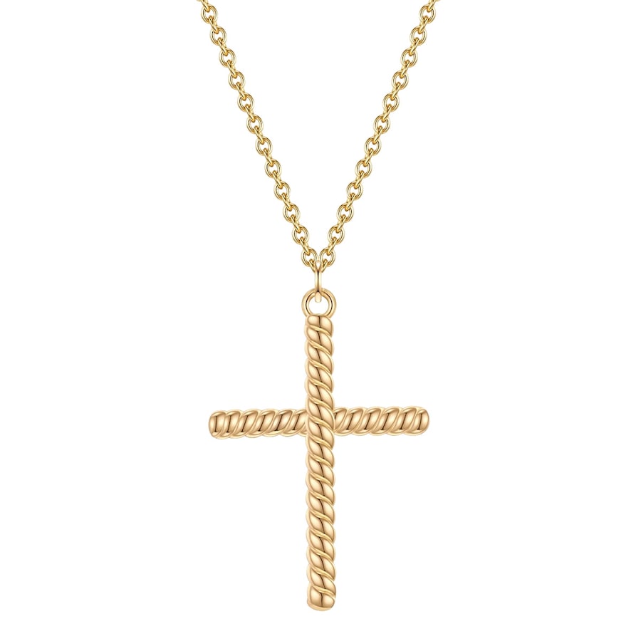 Glanzstücke München Halskette Kreuz aus Sterling Silber in gelbgold 47,0 cm Basiskette + 5,0 Verlängerung Damen