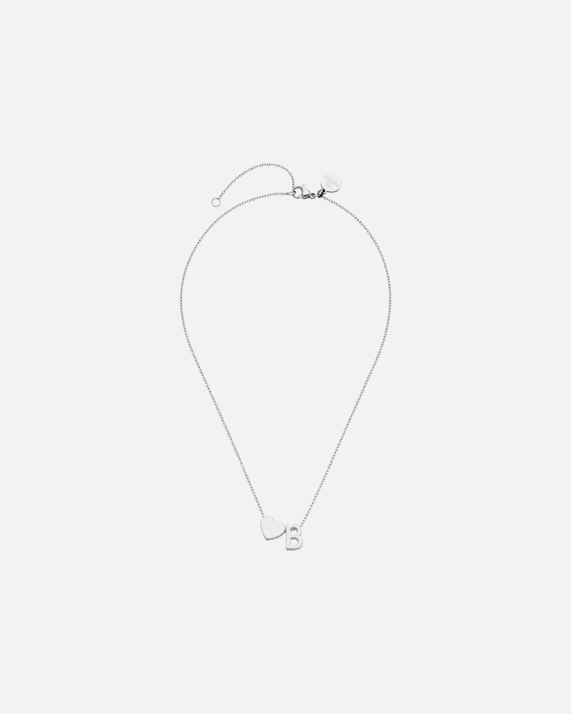 Halskette für Unisex Purelei Letter Heart B Kette 100% Edelstahl Silber