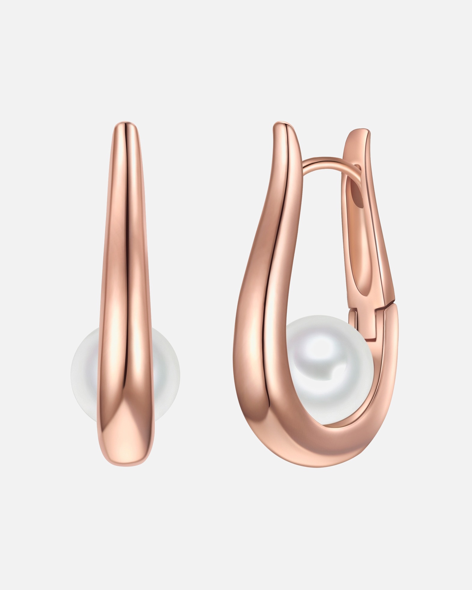 Creolen für Weiblich Yokoamii Creolen aus Metall-Legierung in Roségold mit Muschelkernperle 22,1 mm