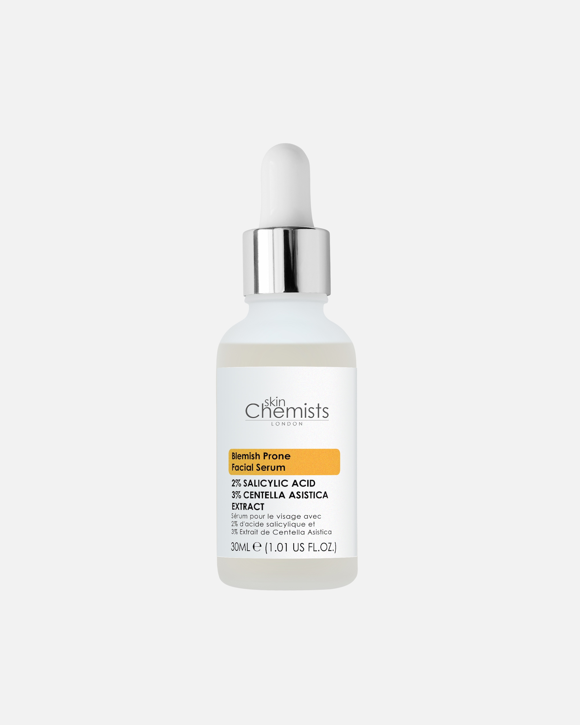 Anti-Aging Serum für Unisex skinChemists Gesichtsserum für zu Unreinheiten neigende Haut mit 2% Salicylsäure und Centella Asiatica 30 ml