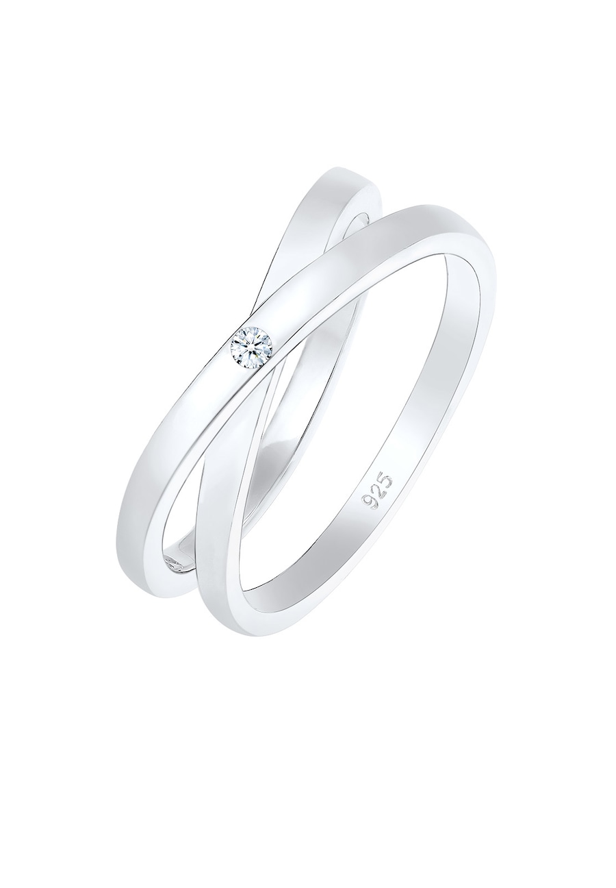 Elli DIAMONDS Wickelring Cross Diamant (0.015 ct.) 925 Silber 54 Damen